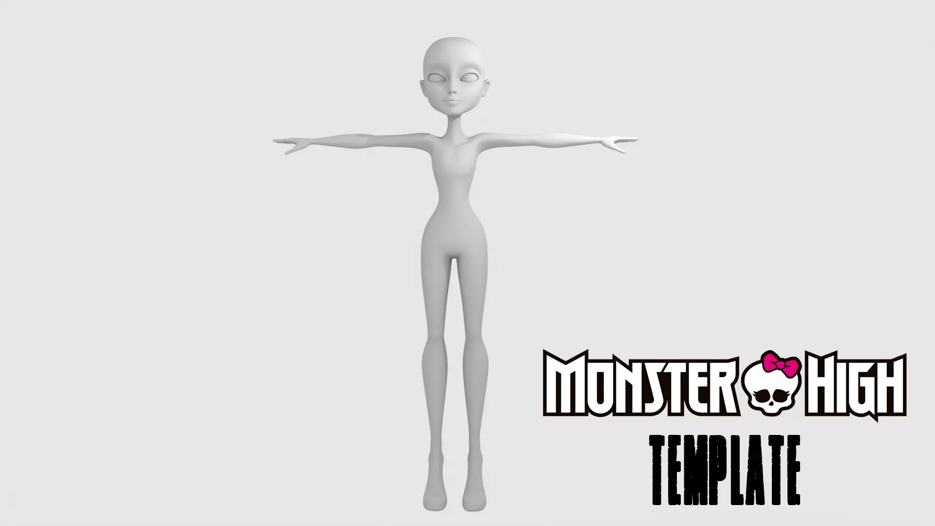 Monster High low-poly base mesh body template rig friendly 3D model