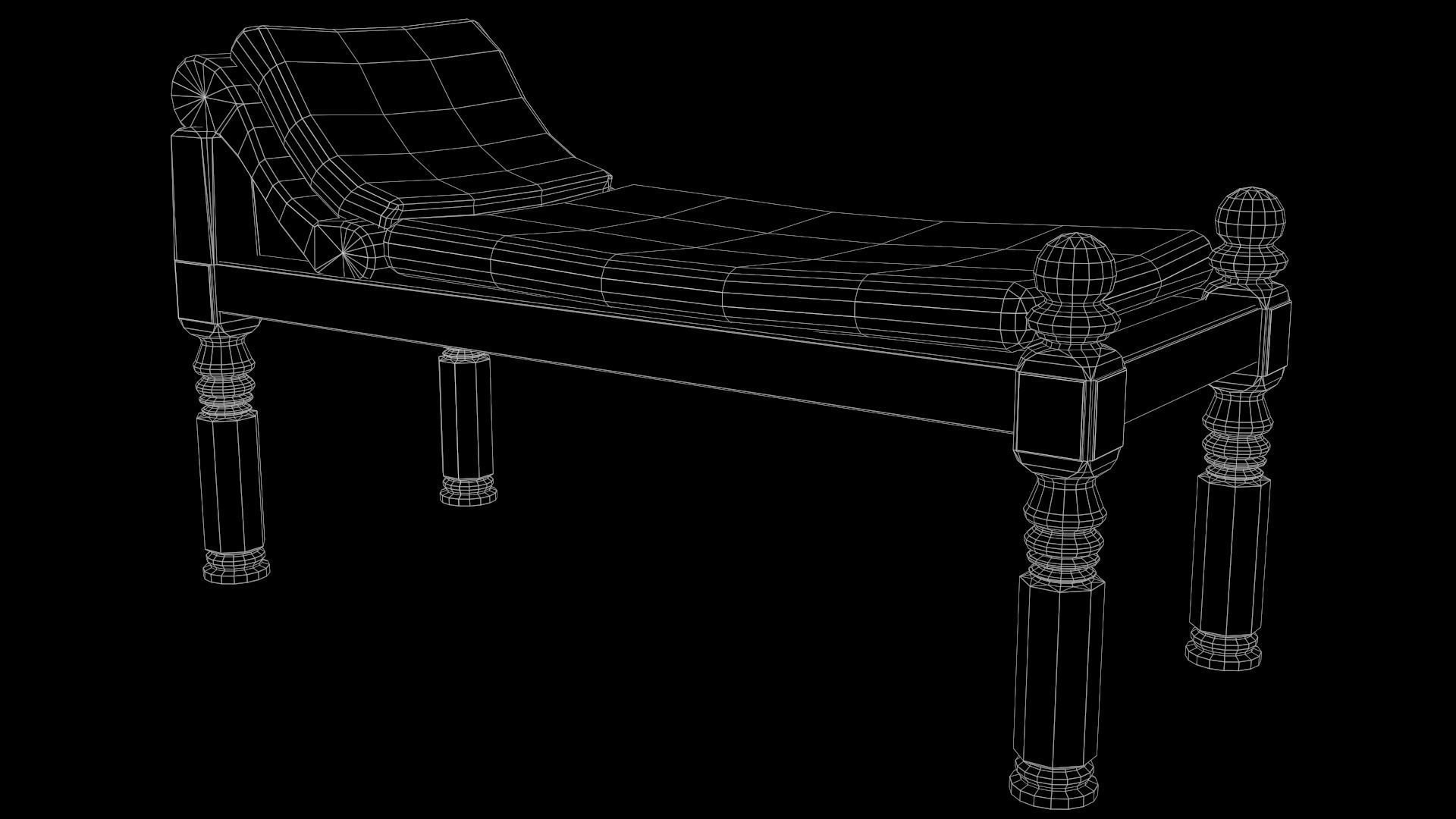 Roman couch pack Low-poly 3D model_6