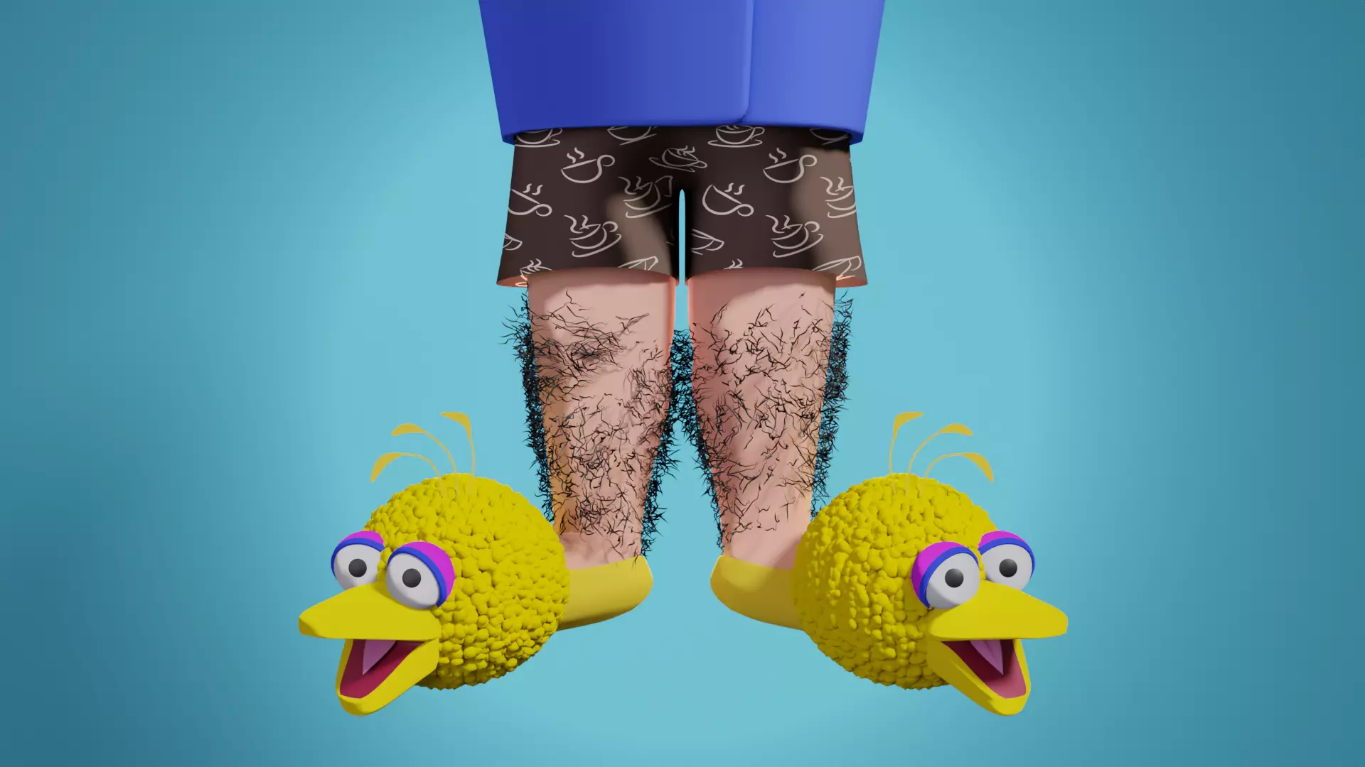 Short and Slippers of big bird 3D model_0