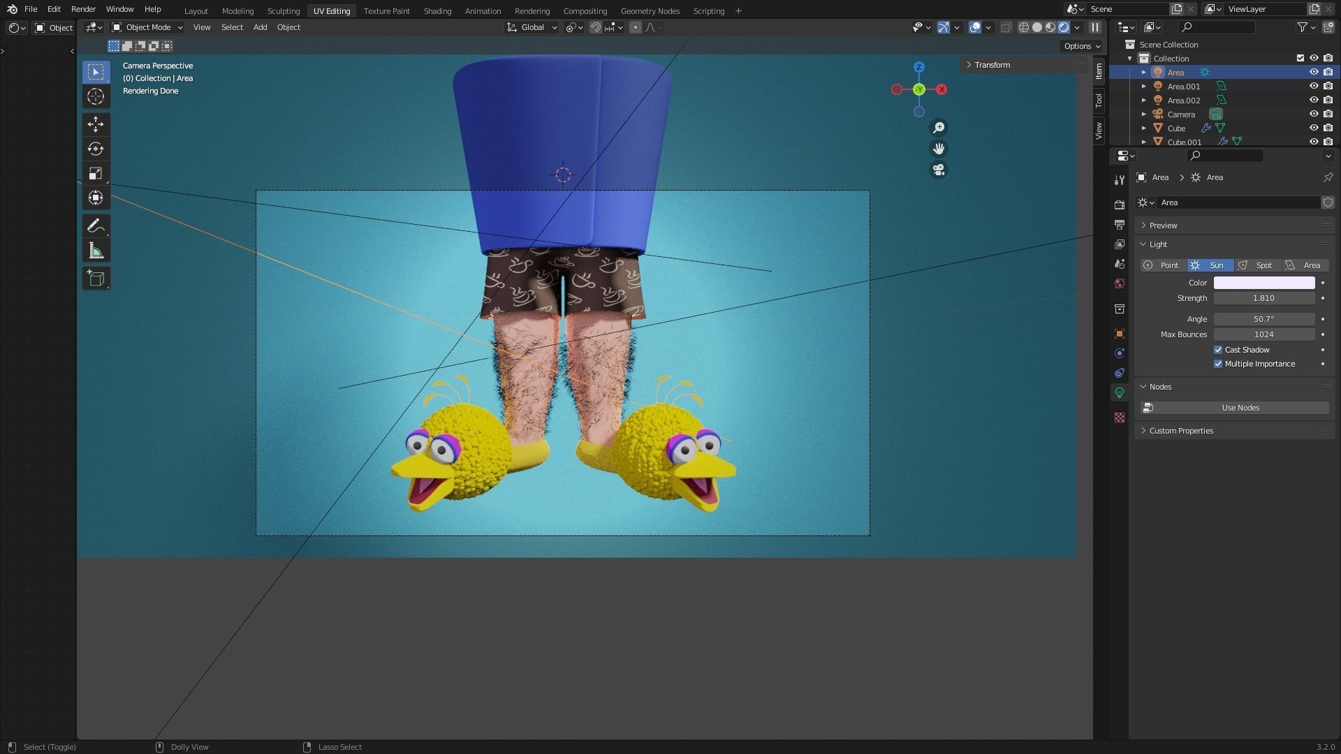 Short and Slippers of big bird 3D model_1
