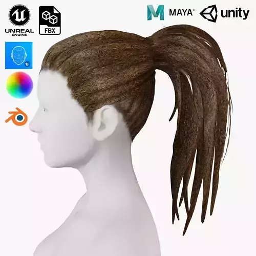 Realistic Dreads Hair Rasta Free low-poly 3D model