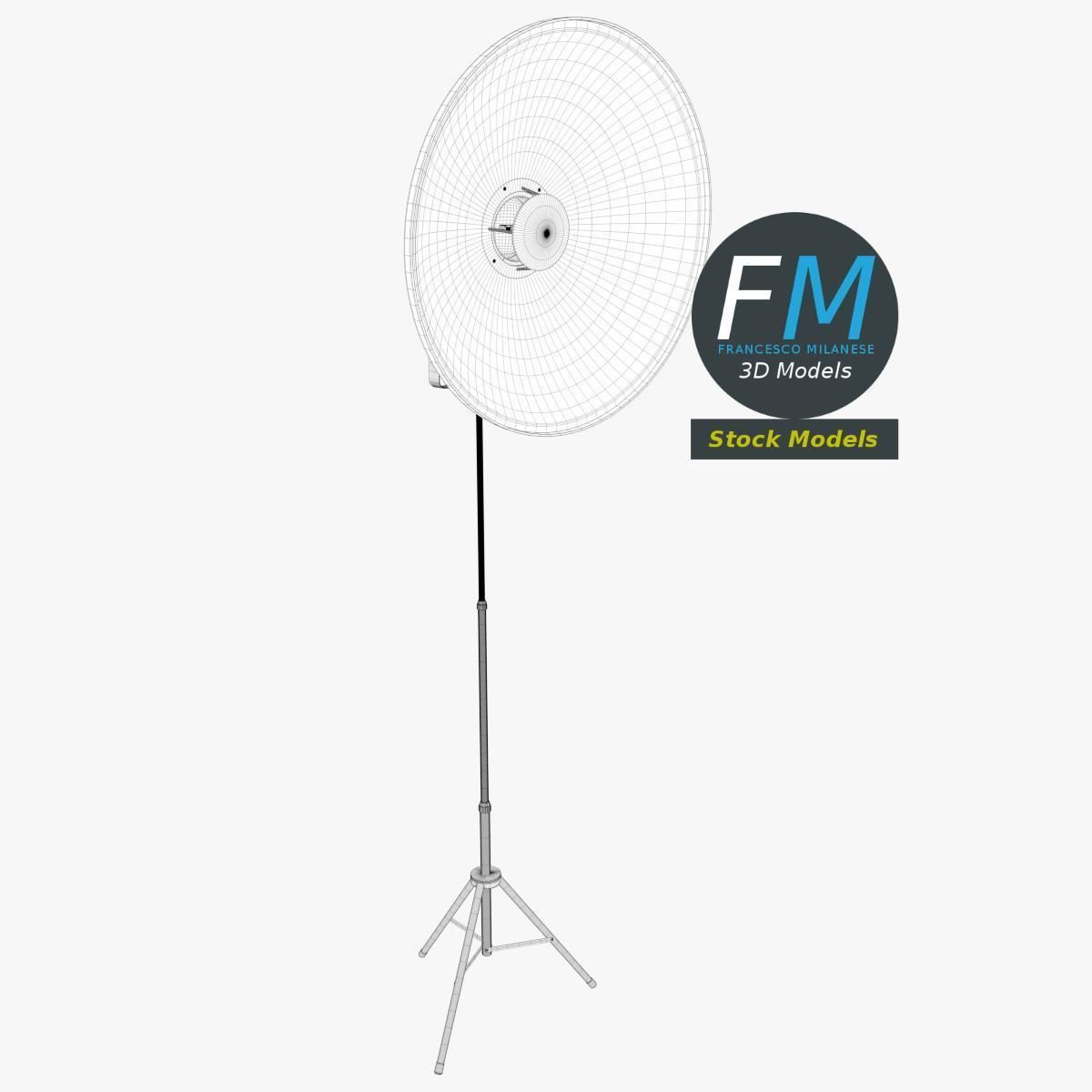Beauty dish lamp on tripod 3D model_7