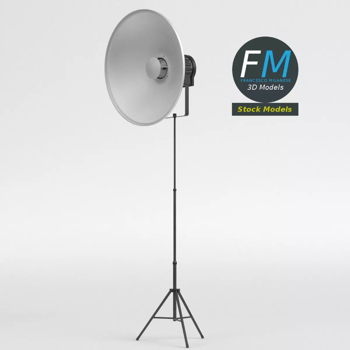 Beauty dish lamp on tripod 3D model_0