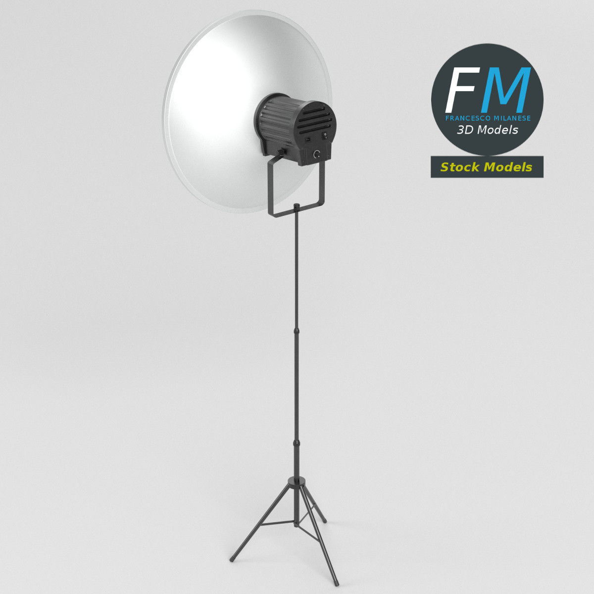 Beauty dish lamp on tripod 3D model_2