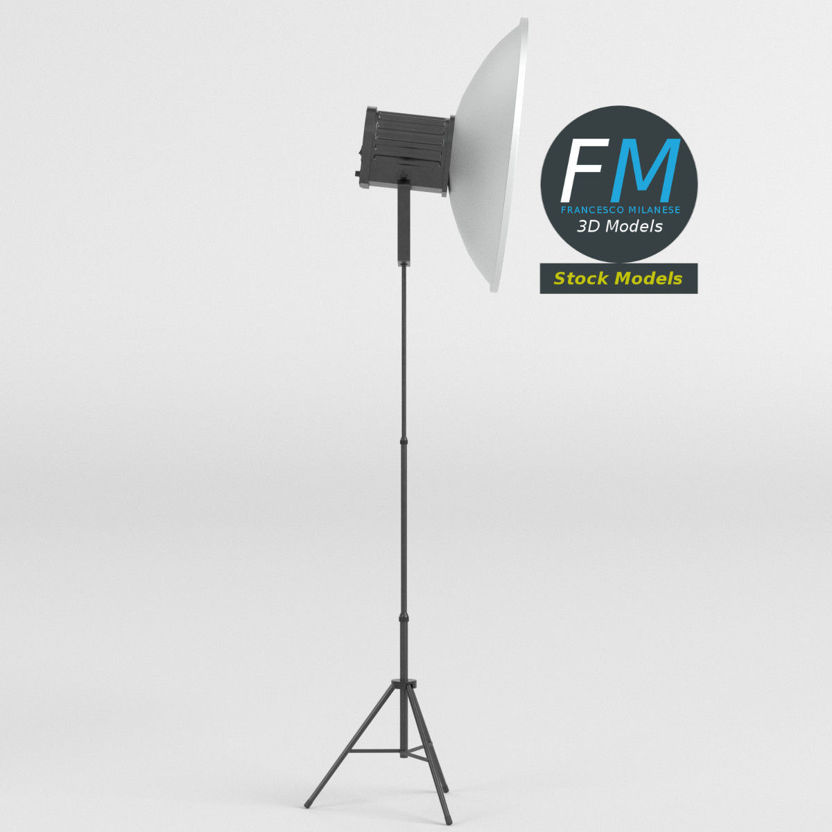 Beauty dish lamp on tripod 3D model_3