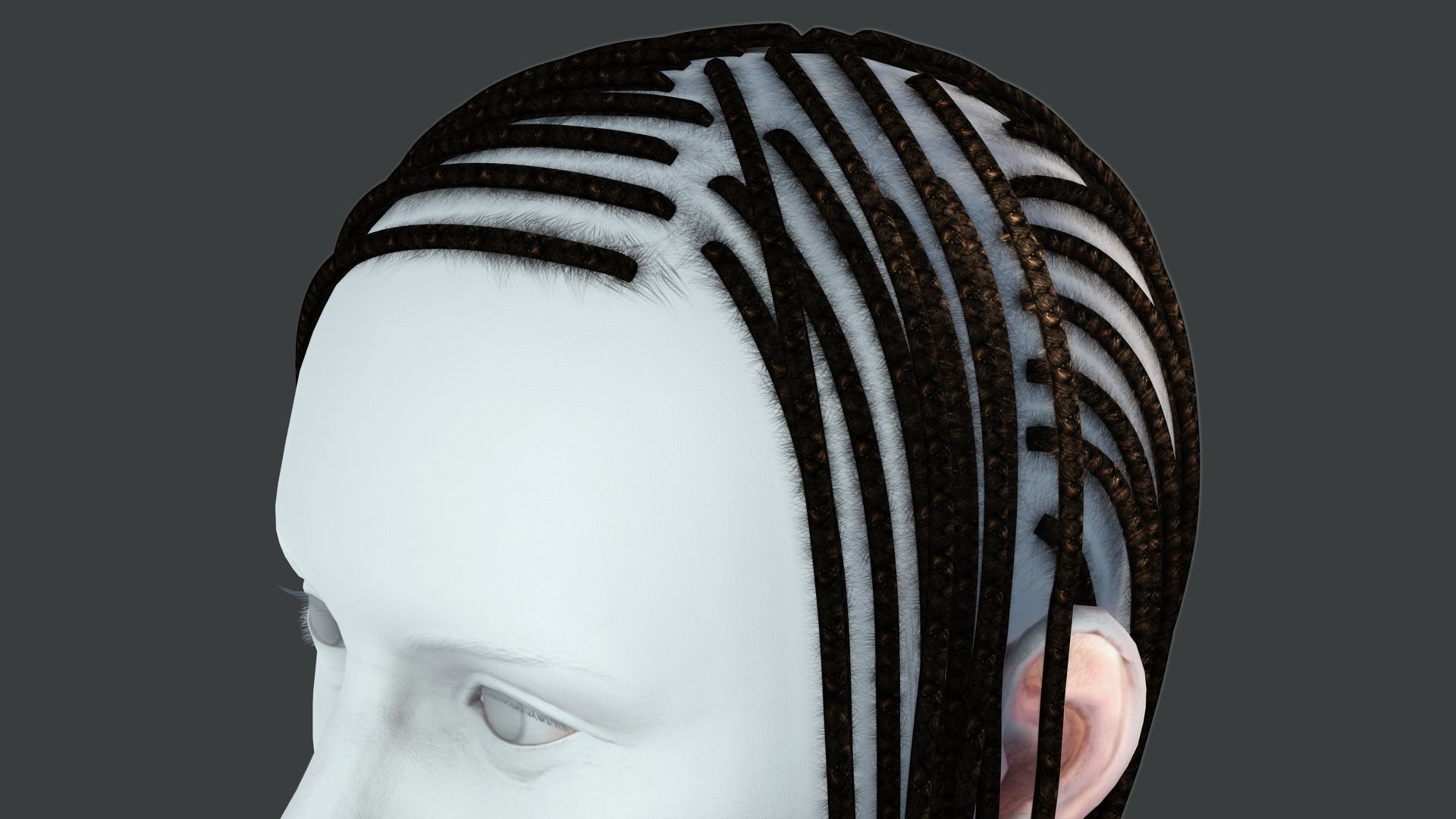 Realistic Braid Hair Rasta Low-poly 3D model_7