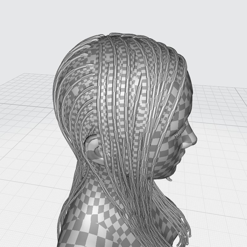 Realistic Braid Hair Rasta Low-poly 3D model_17