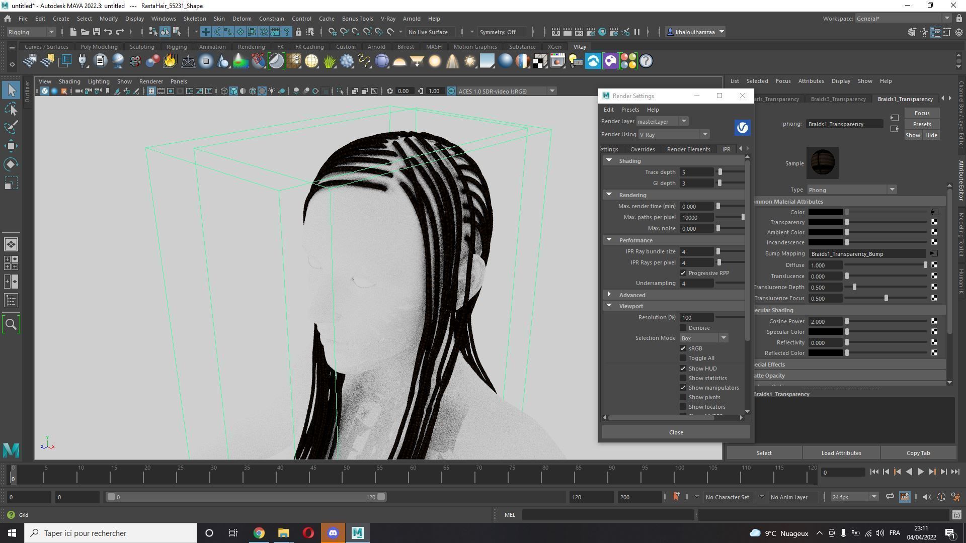Realistic Braid Hair Rasta Low-poly 3D model_11