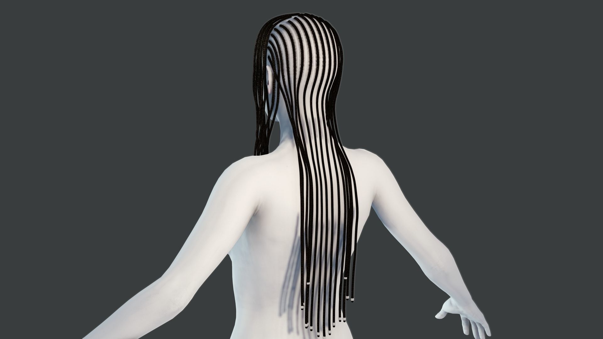 Realistic Braid Hair Rasta Low-poly 3D model_6