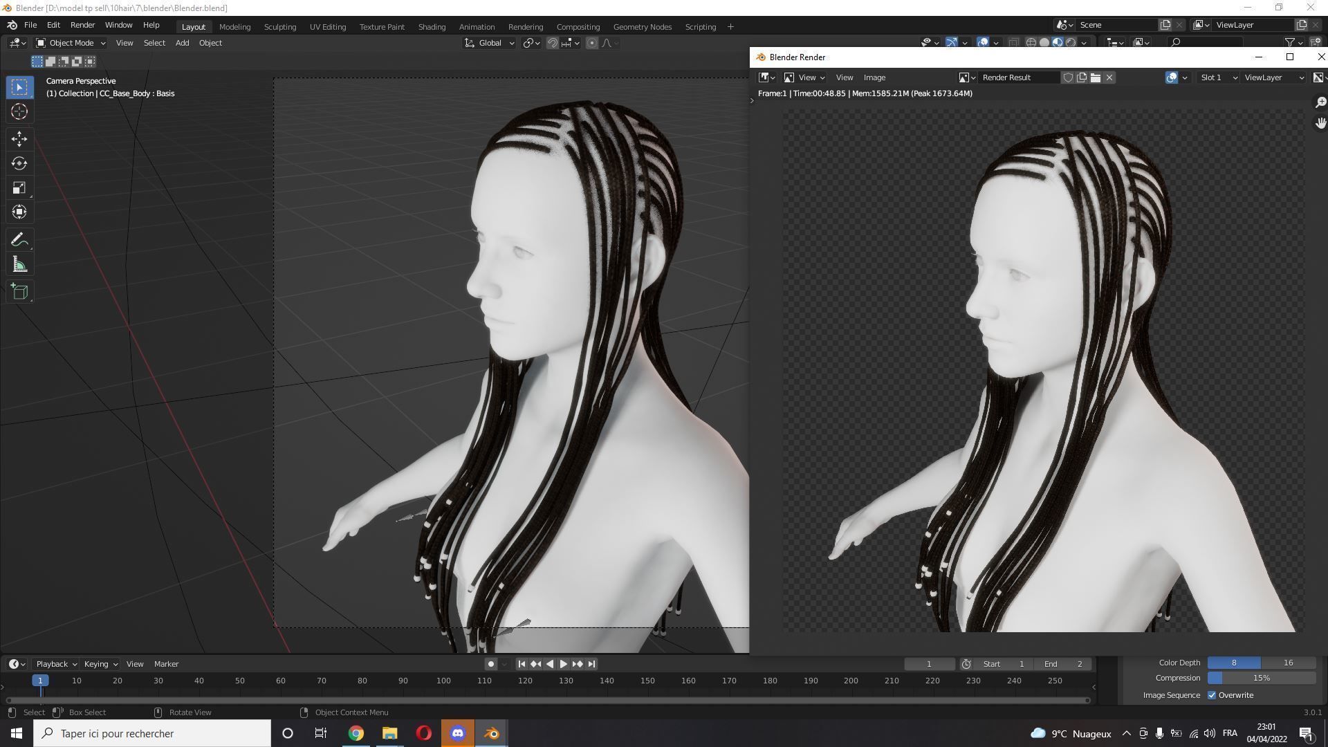 Realistic Braid Hair Rasta Low-poly 3D model_8