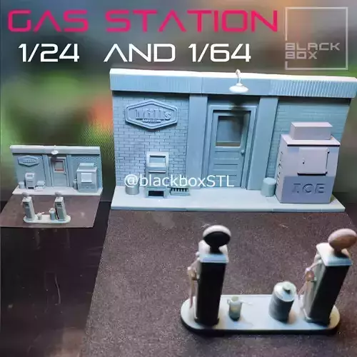 Gas Station Diorama 1-24 and 1-64th scale 3D print model 3D print model