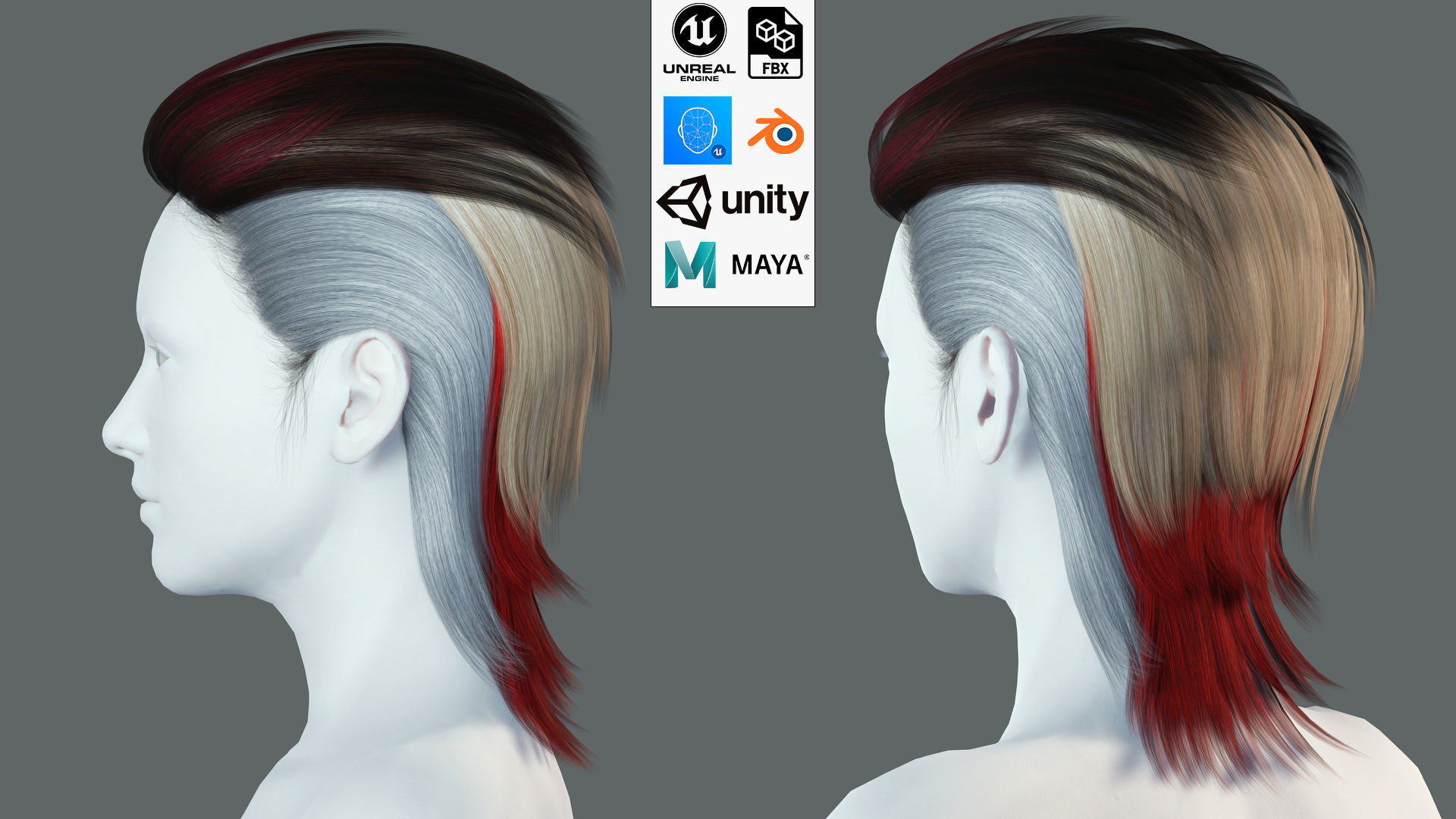 Real-time Realistic Hair Low-poly 3D model_1