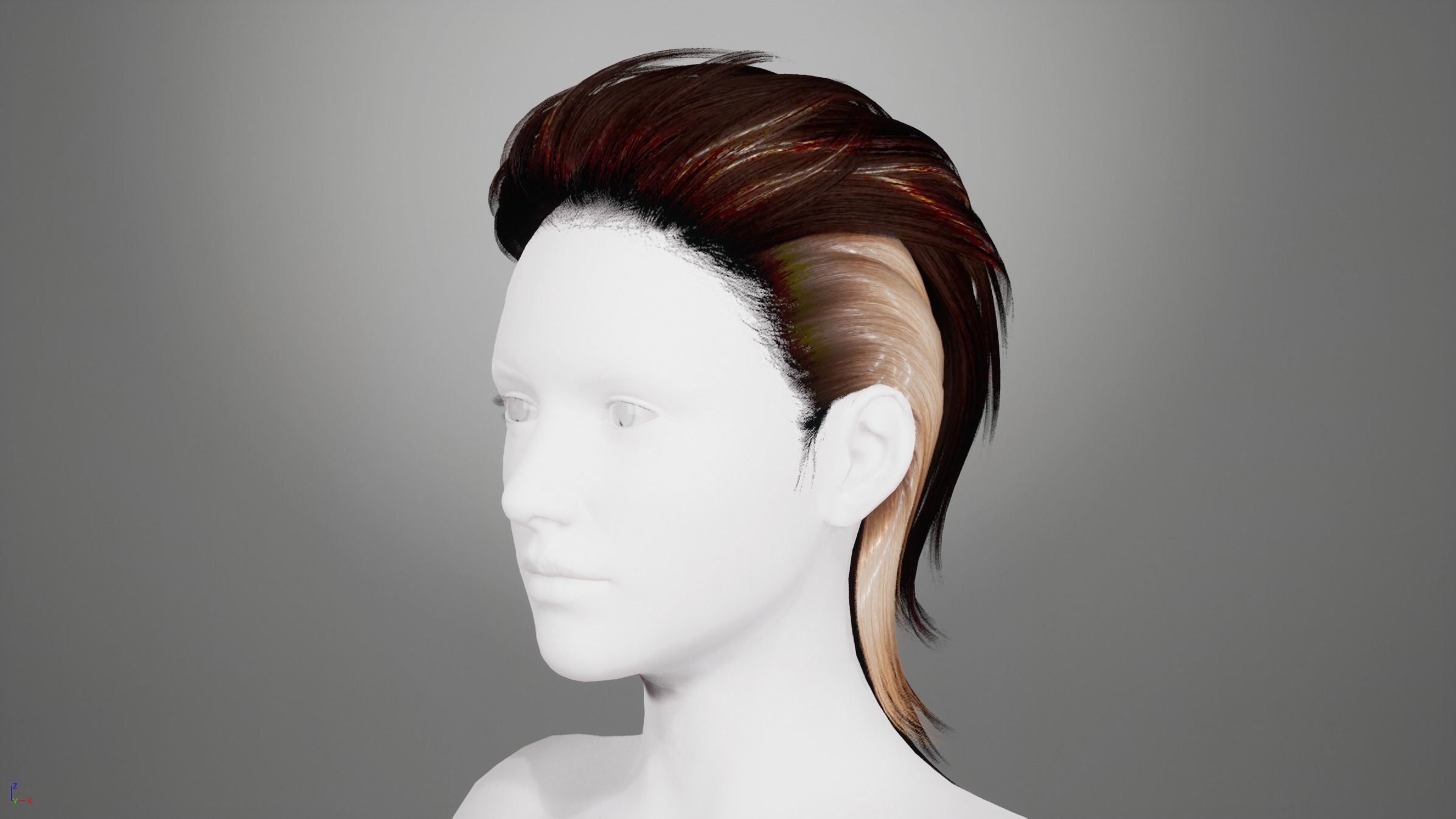 Real-time Realistic Hair Low-poly 3D model_17