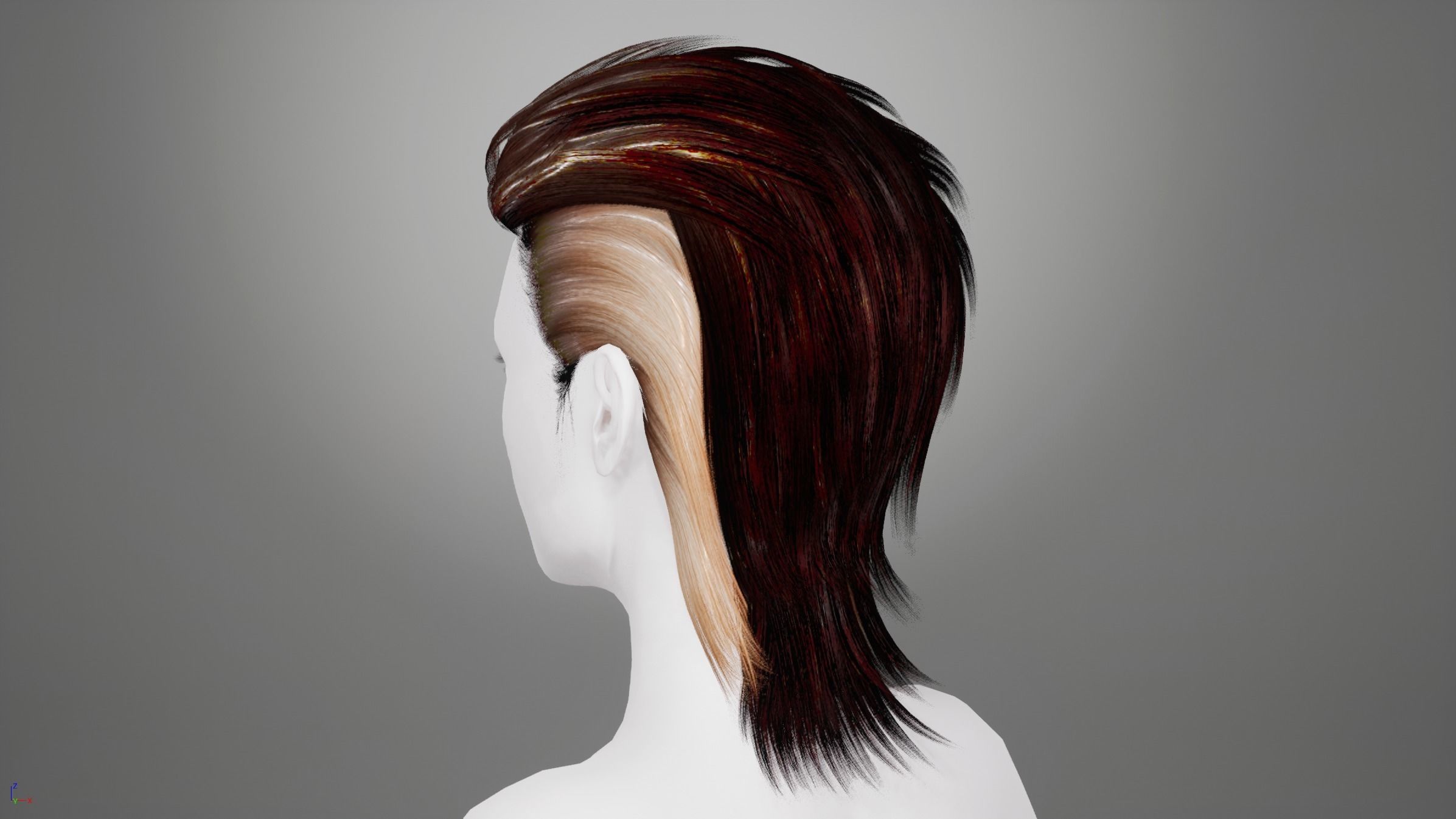 Real-time Realistic Hair Low-poly 3D model_19