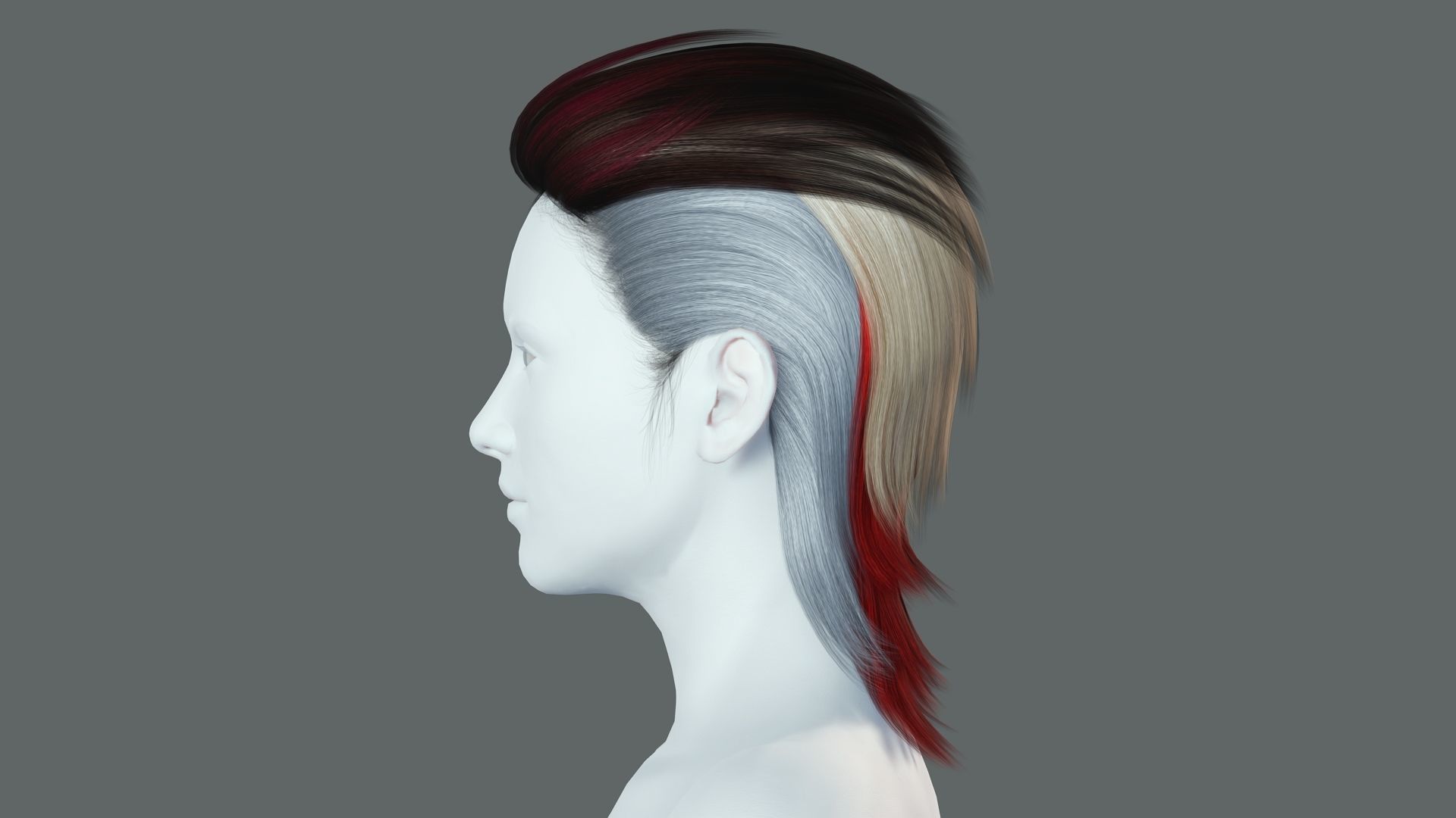 Real-time Realistic Hair Low-poly 3D model_4