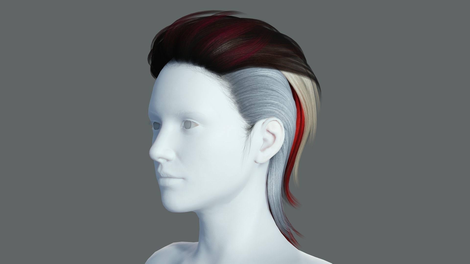 Real-time Realistic Hair Low-poly 3D model_3
