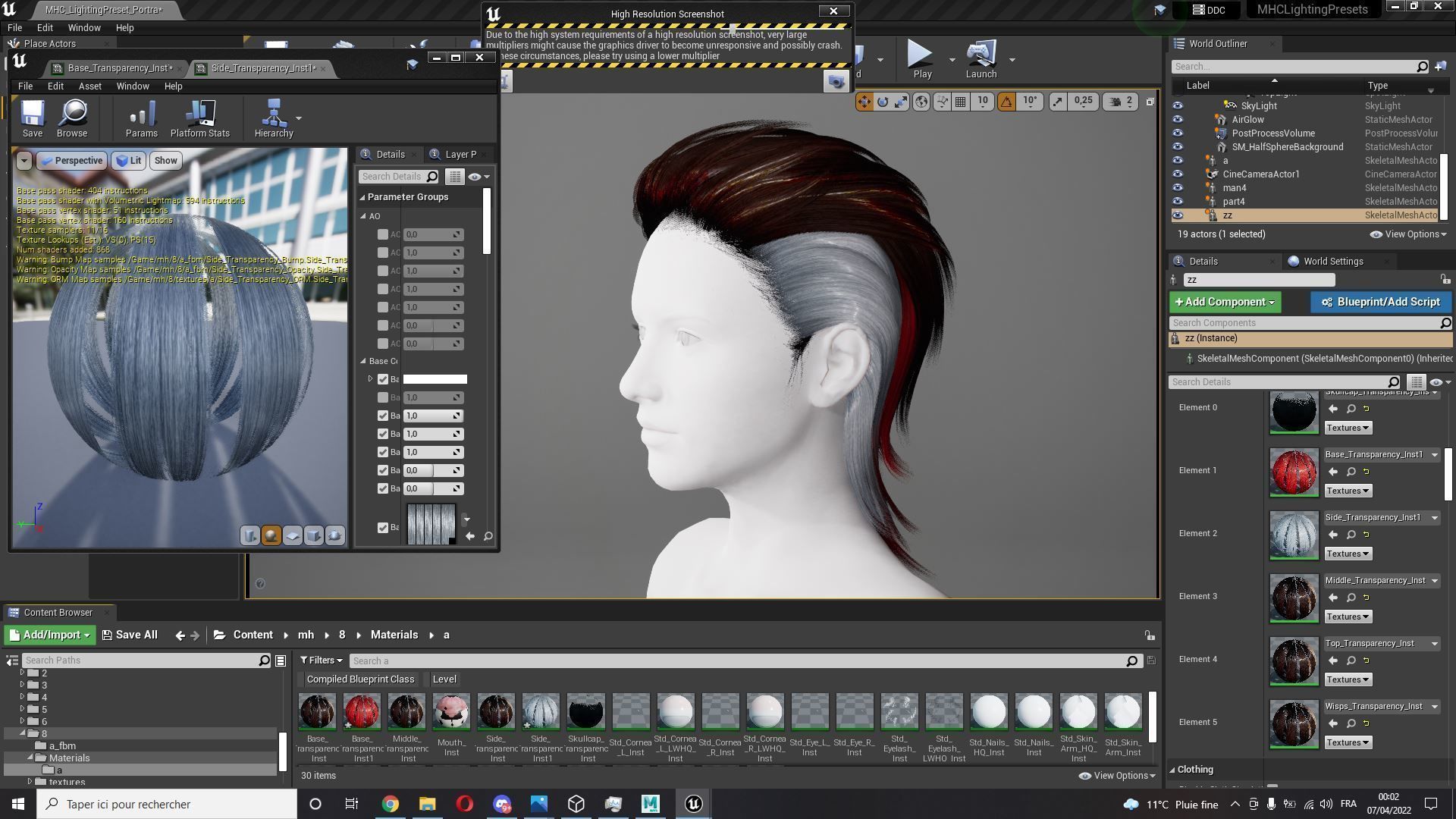Real-time Realistic Hair Low-poly 3D model_14