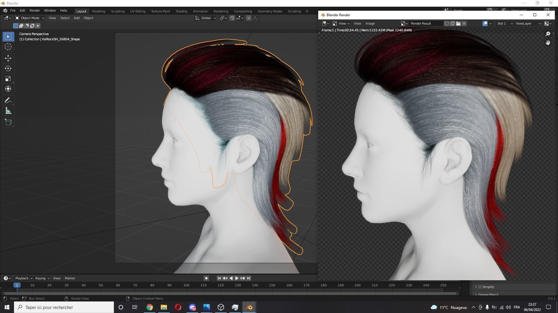 Real-time Realistic Hair Low-poly 3D model_10