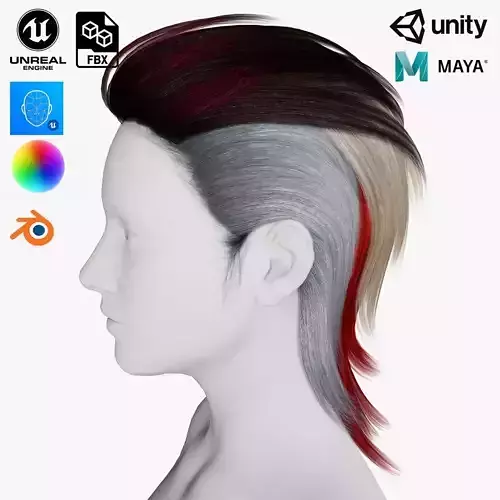 Real-time Realistic Hair Low-poly 3D model