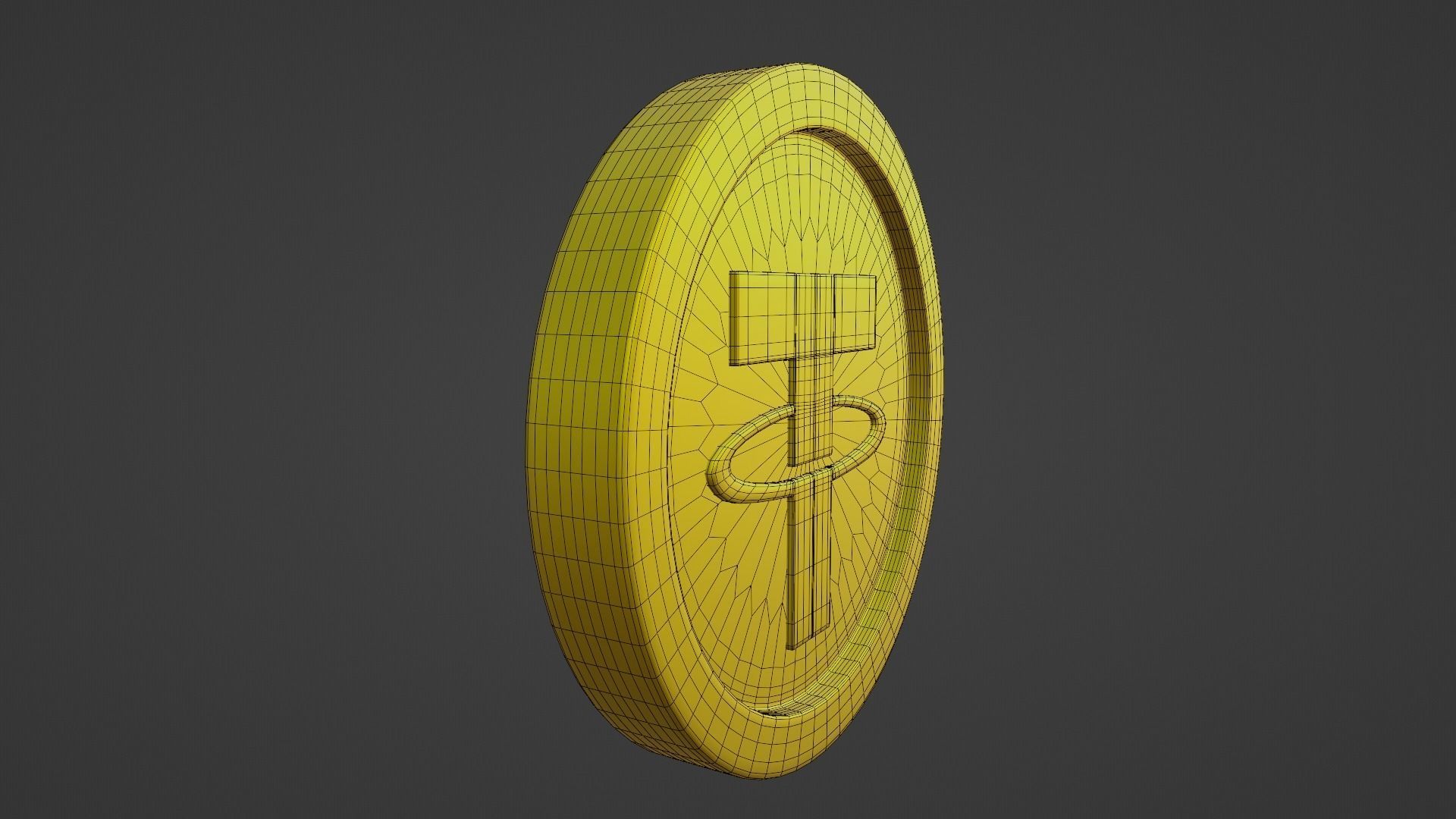 Tether Coin Low-poly 3D model_7