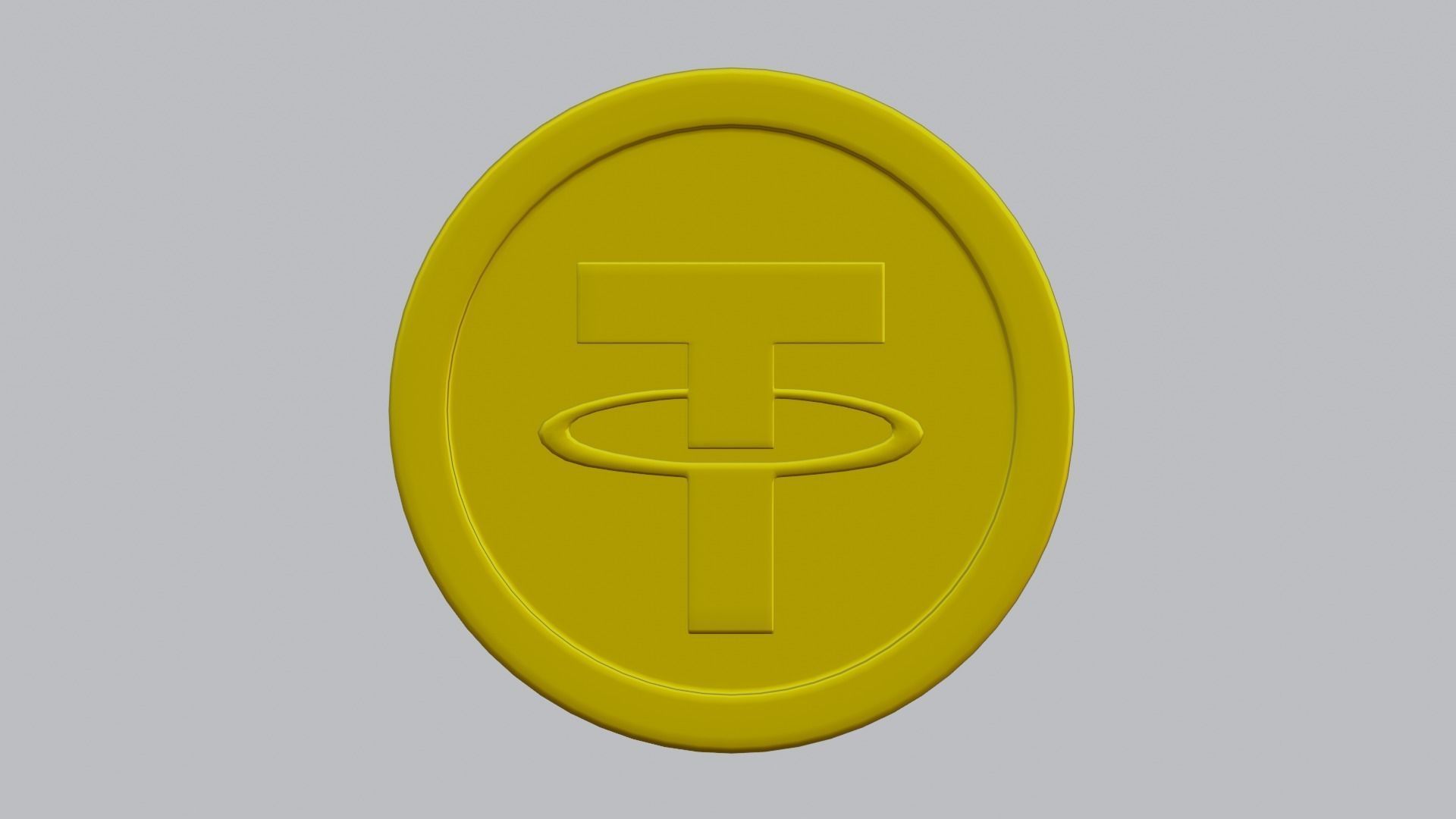Tether Coin Low-poly 3D model_4