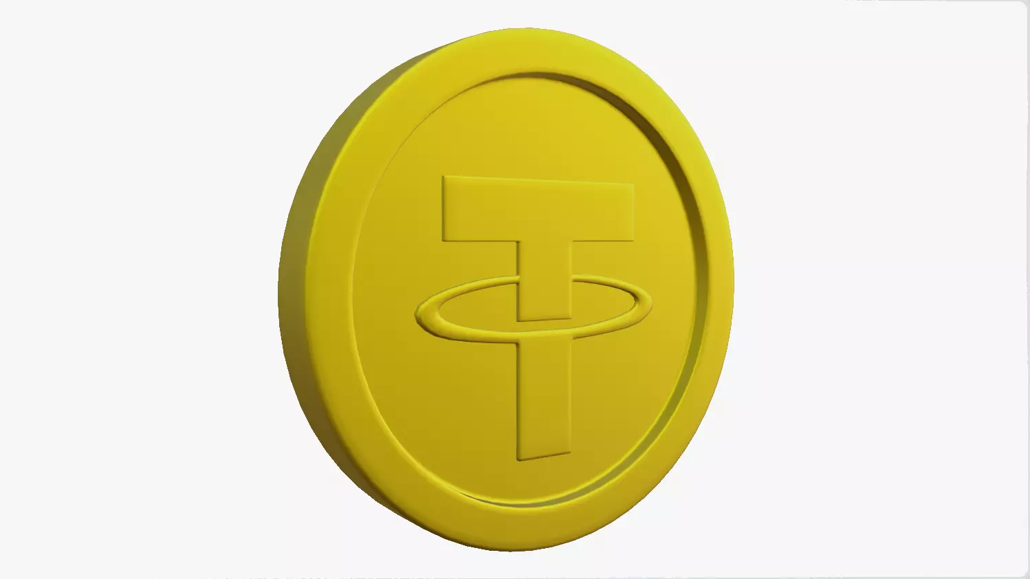 Tether Coin Low-poly 3D model_0