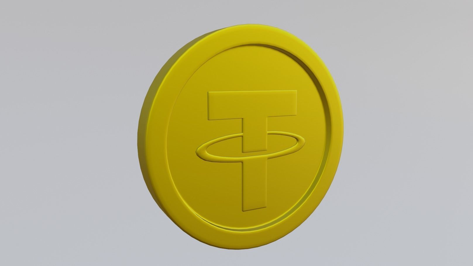 Tether Coin Low-poly 3D model_2
