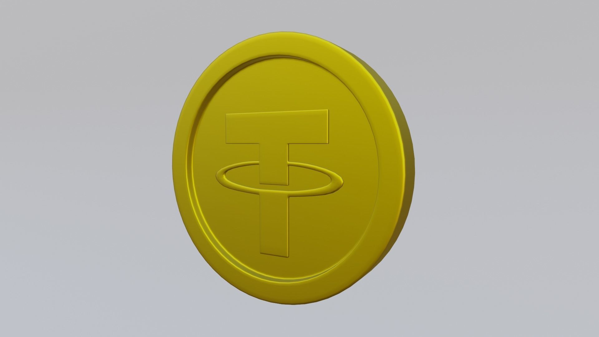 Tether Coin Low-poly 3D model_6