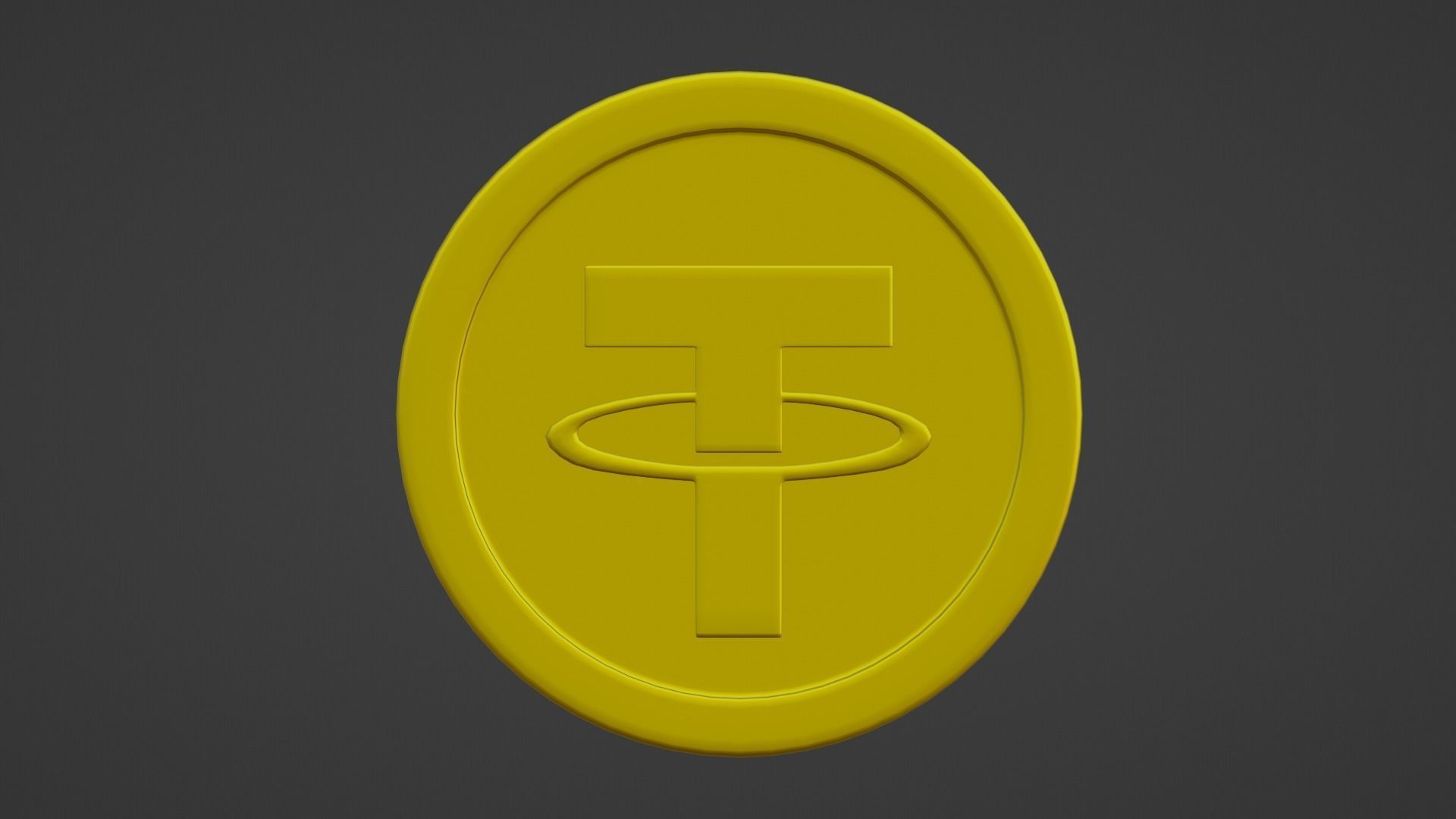 Tether Coin Low-poly 3D model_8