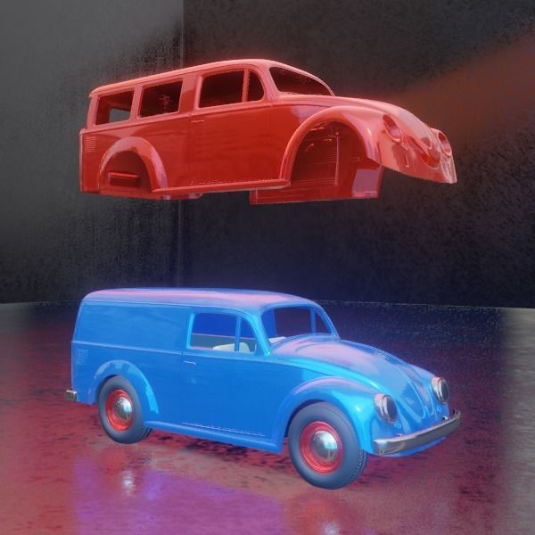 FULL KIT Beetle Van Fuskombi Station wagon 20fev22 3D print model_2