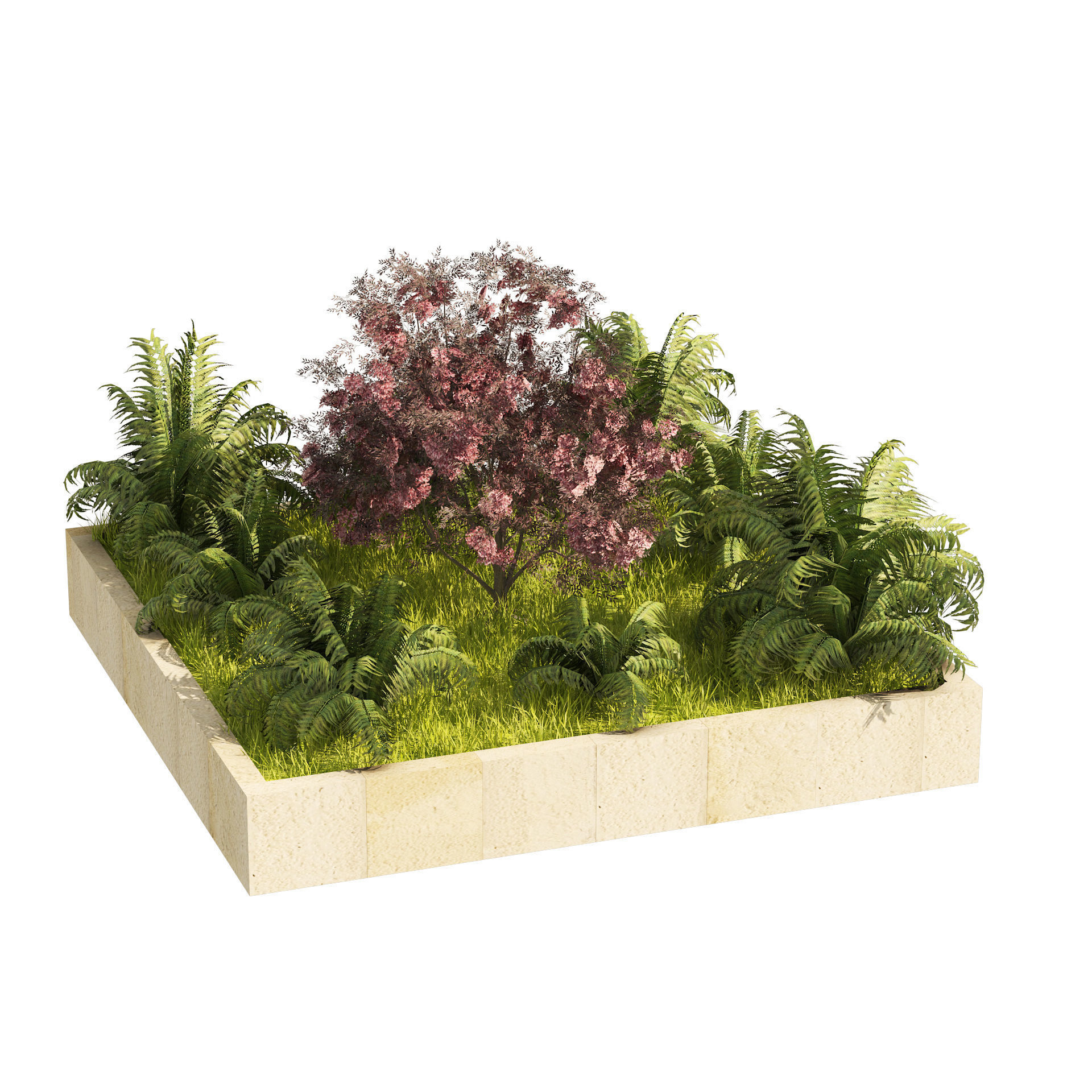 garden border plant set Low-poly 3D model_2