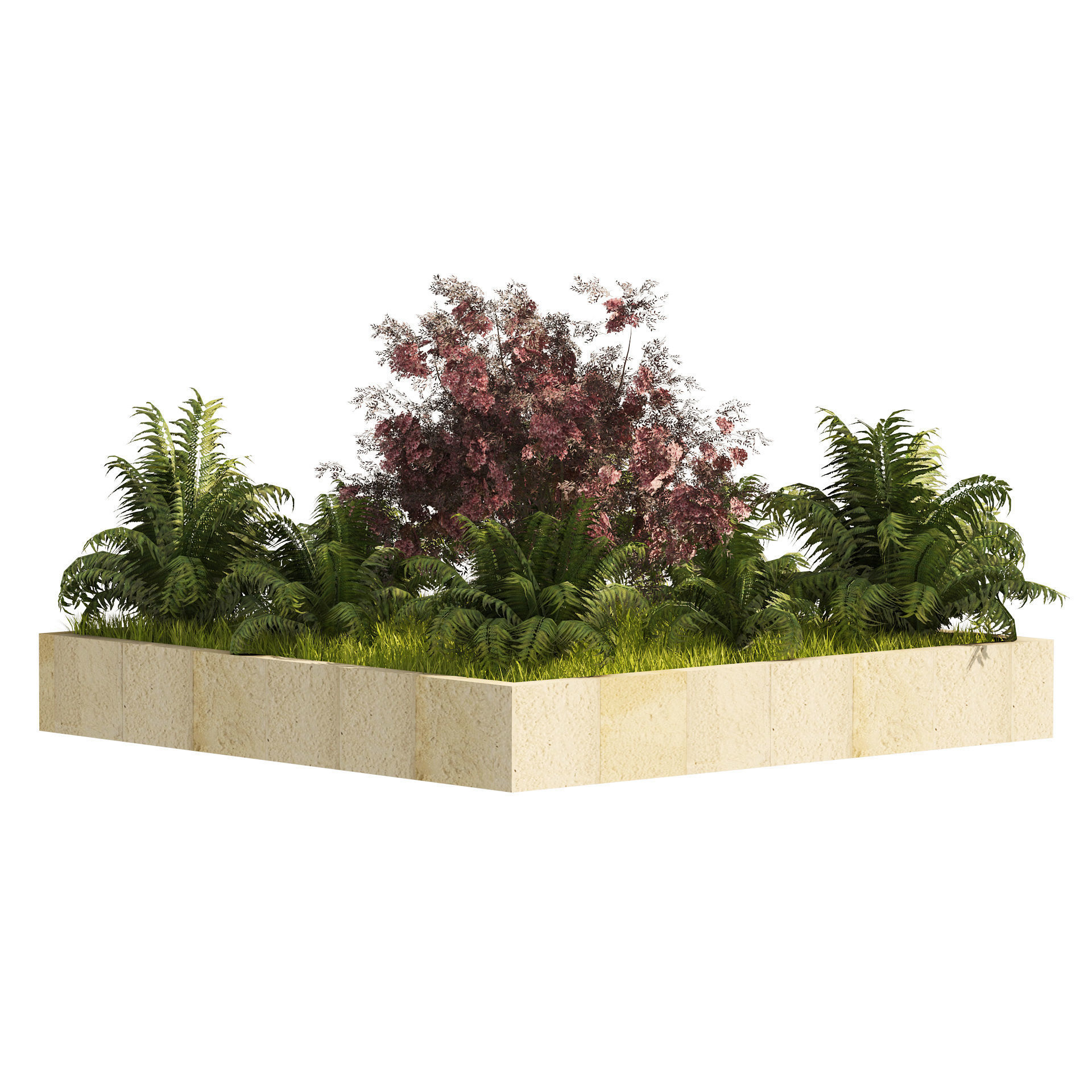 garden border plant set Low-poly 3D model_4