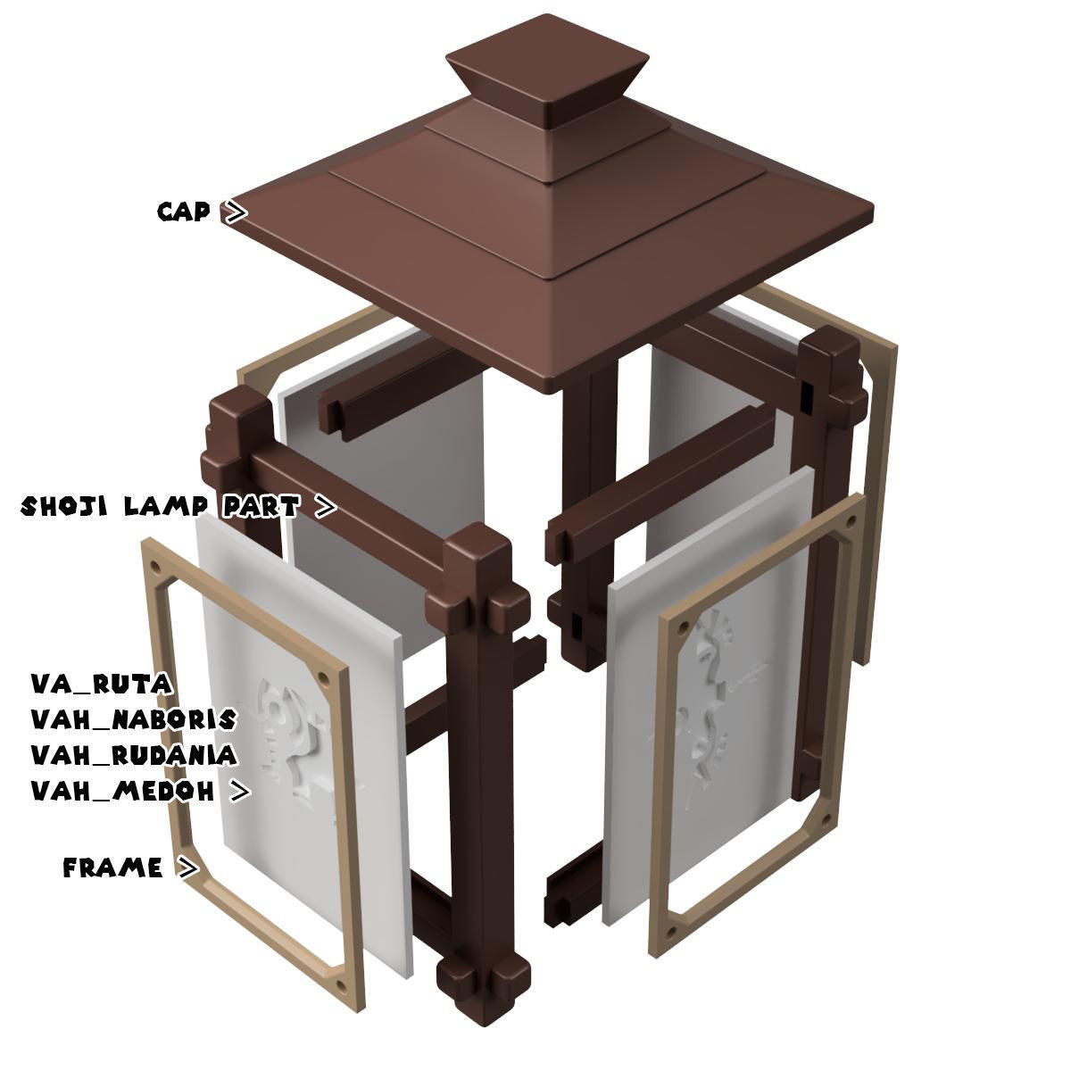 Custom Shoji Lamp 3D print model_4