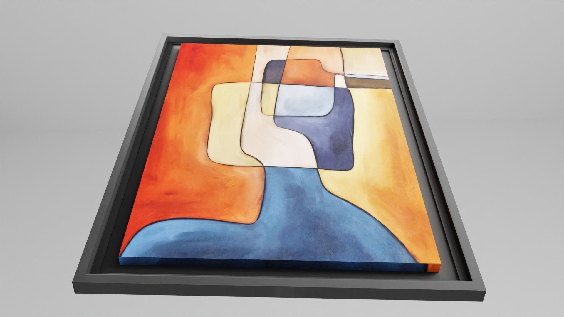 Abstract  Art painting on canvas Low-poly 3D model_28