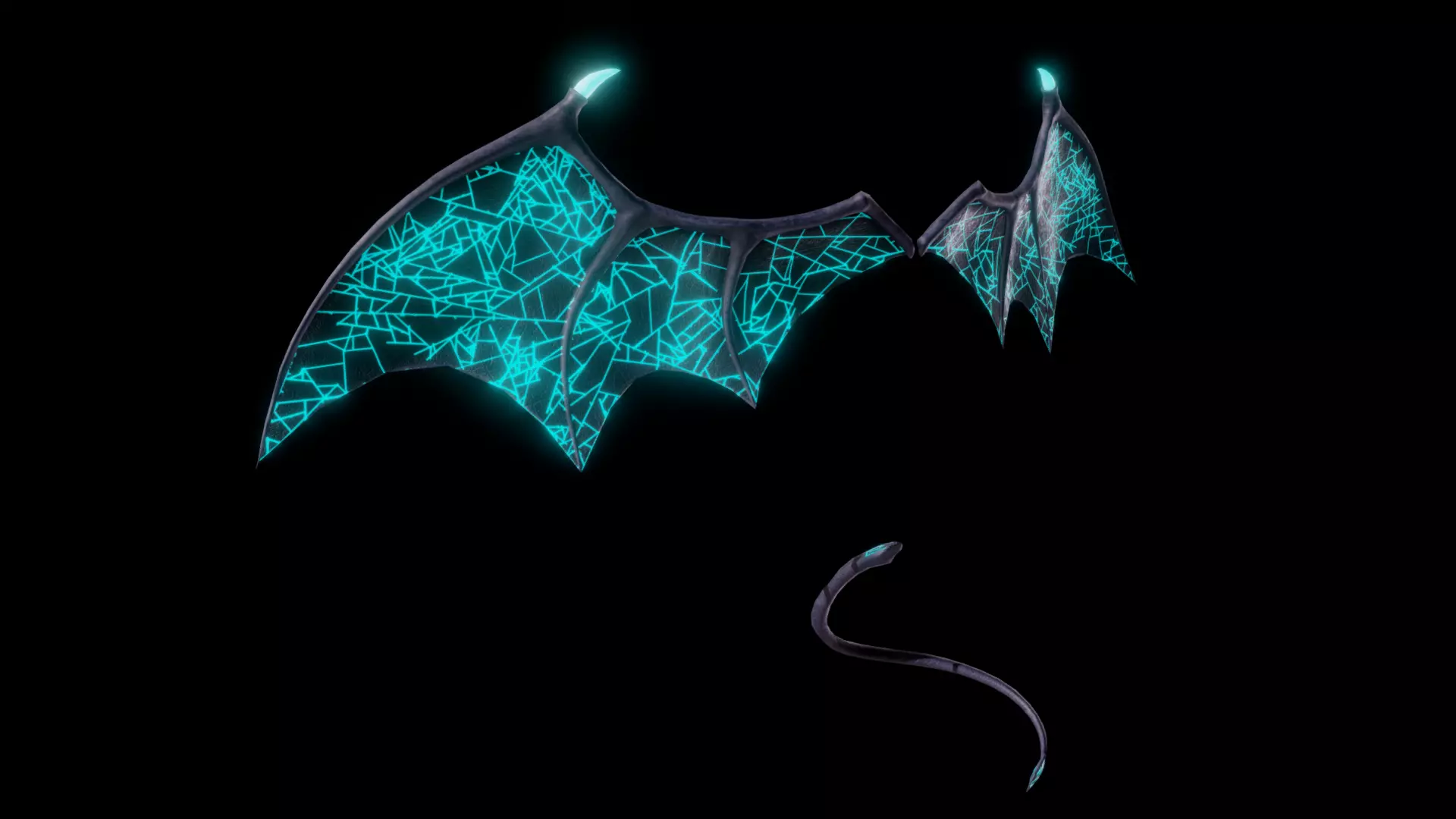 Demon Cyber Wings and Tail Low-Poly Low-poly 3D model
