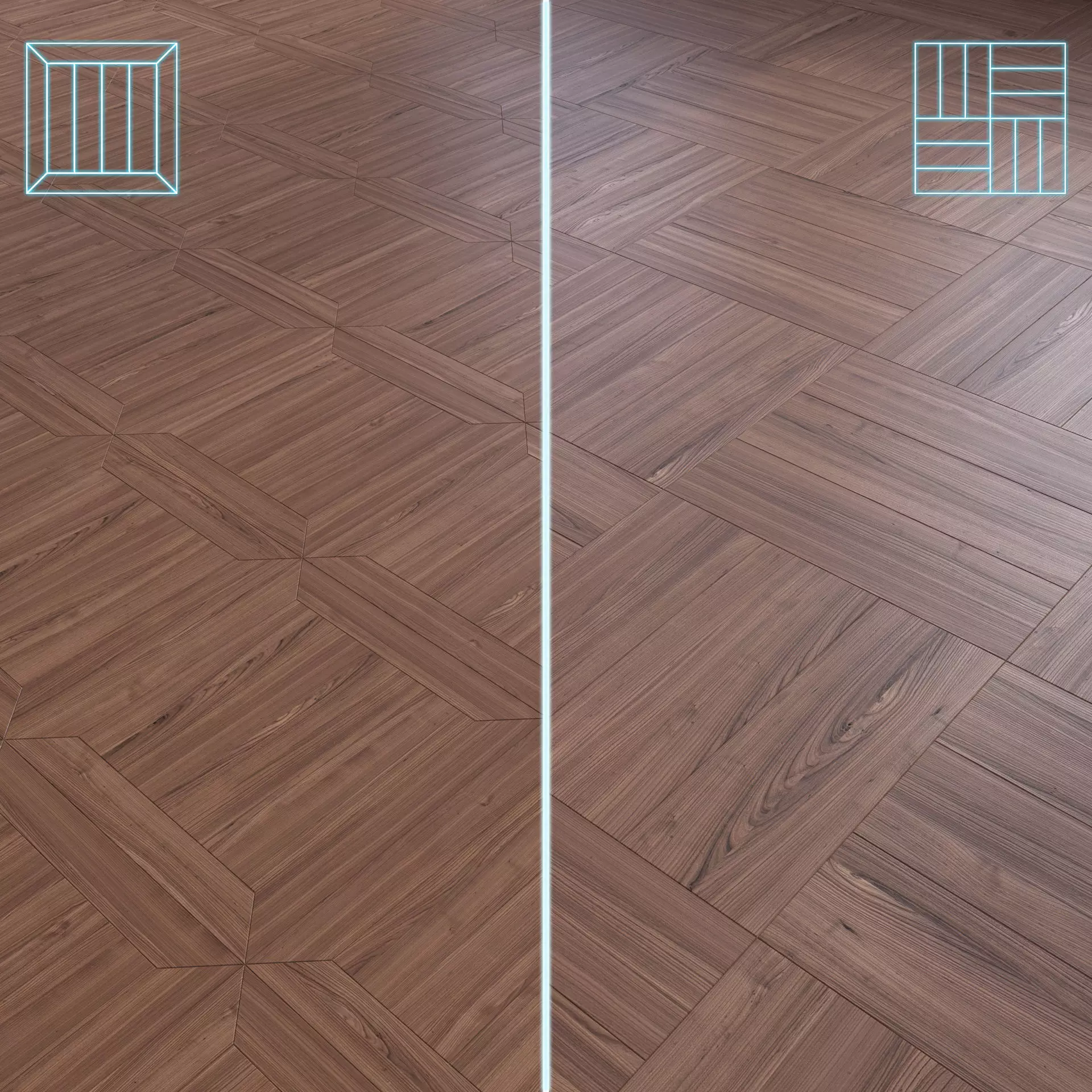 Parquet - Laminate - Wooden floor 2 in 1 Low-poly 3D model_0