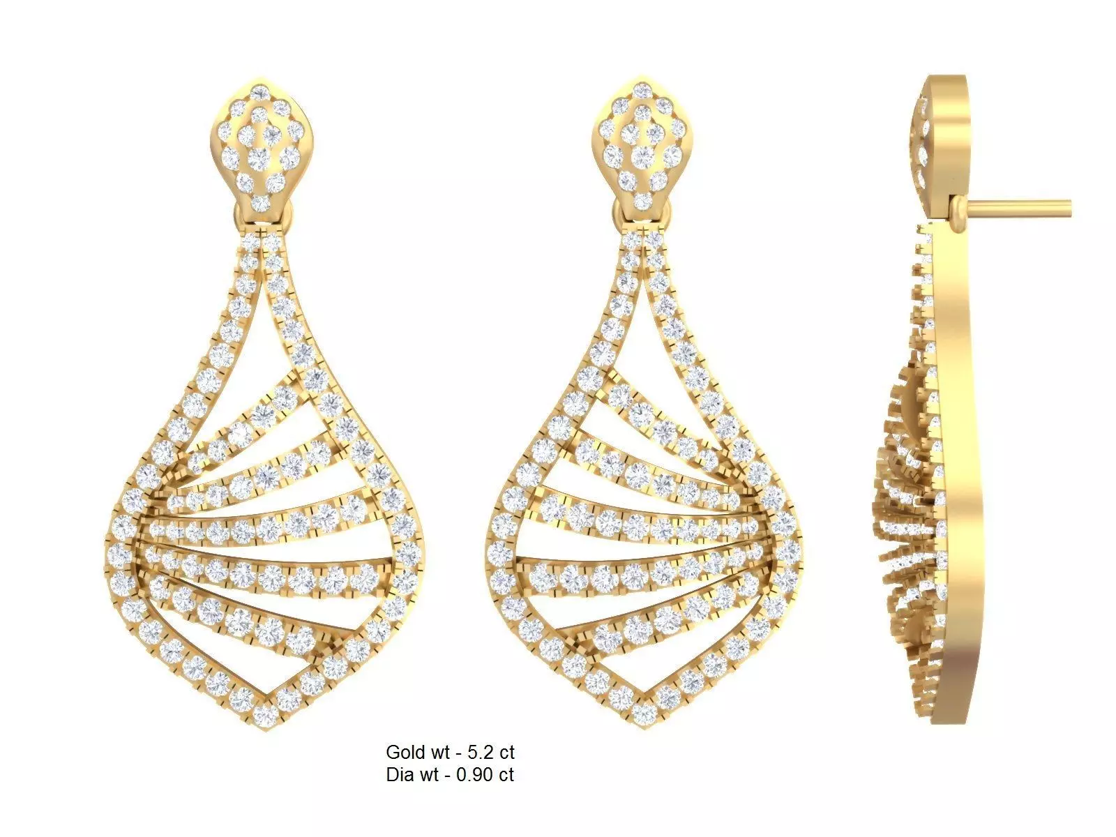 Luxury earrings for 3D printing 3D print model