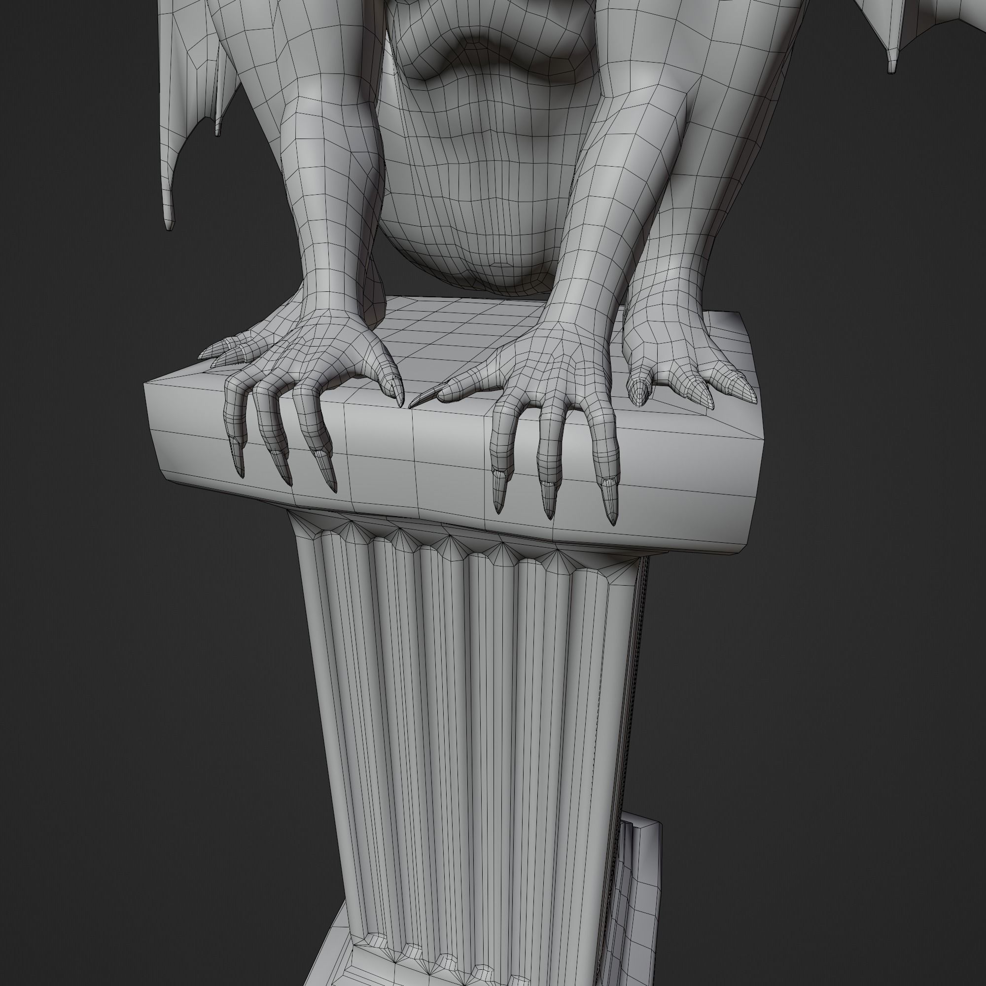 Gargoyle Statue Low-poly 3D model_8