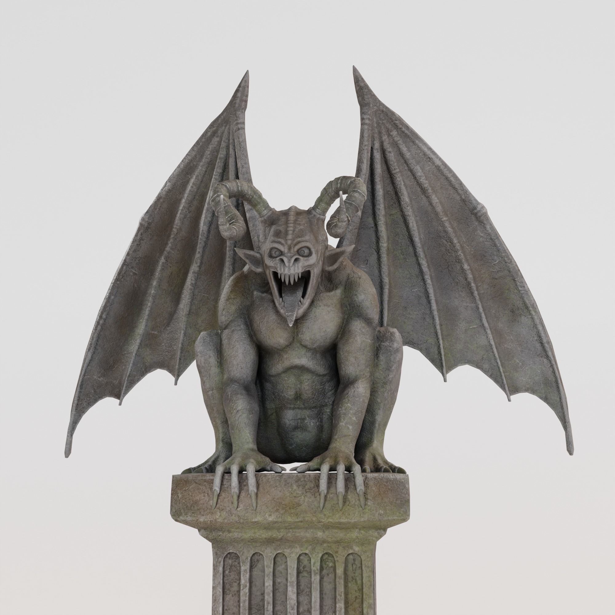 Gargoyle Statue Low-poly 3D model_1