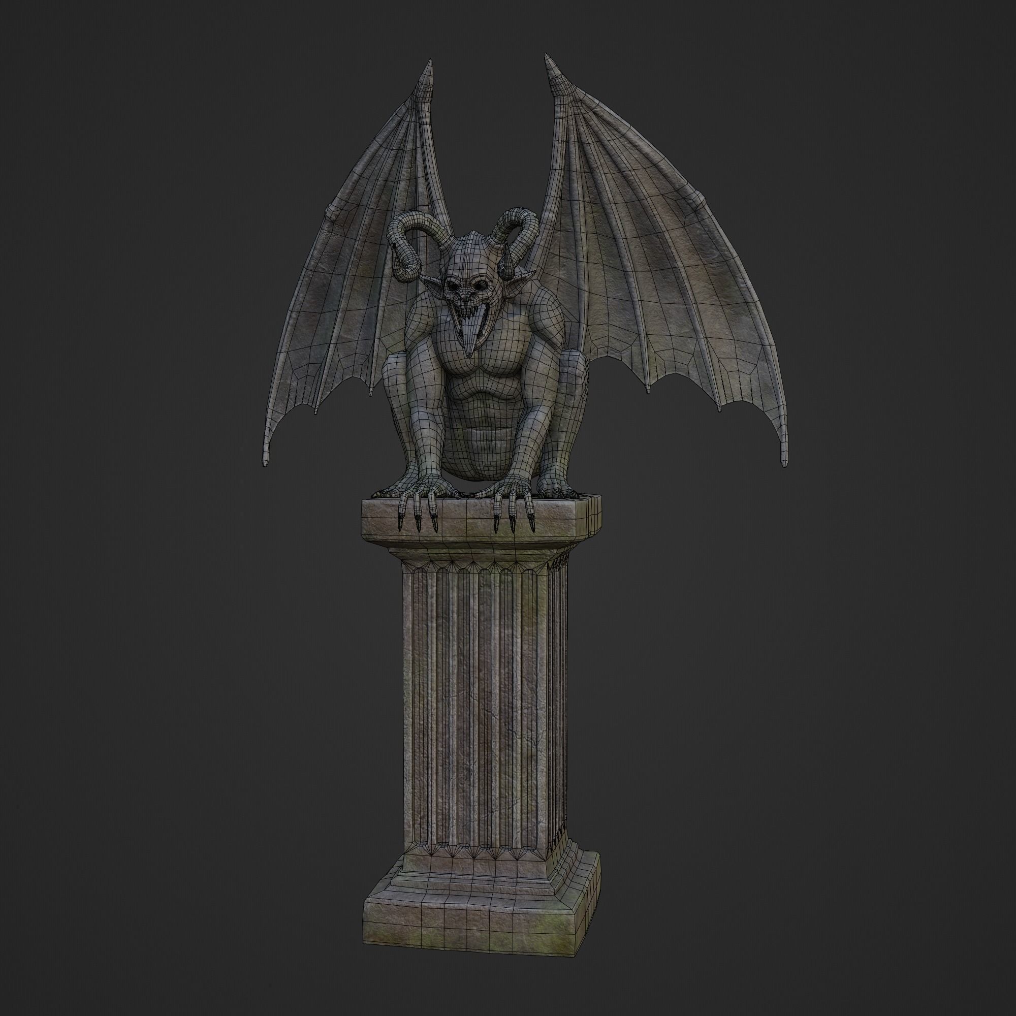 Gargoyle Statue Low-poly 3D model_3