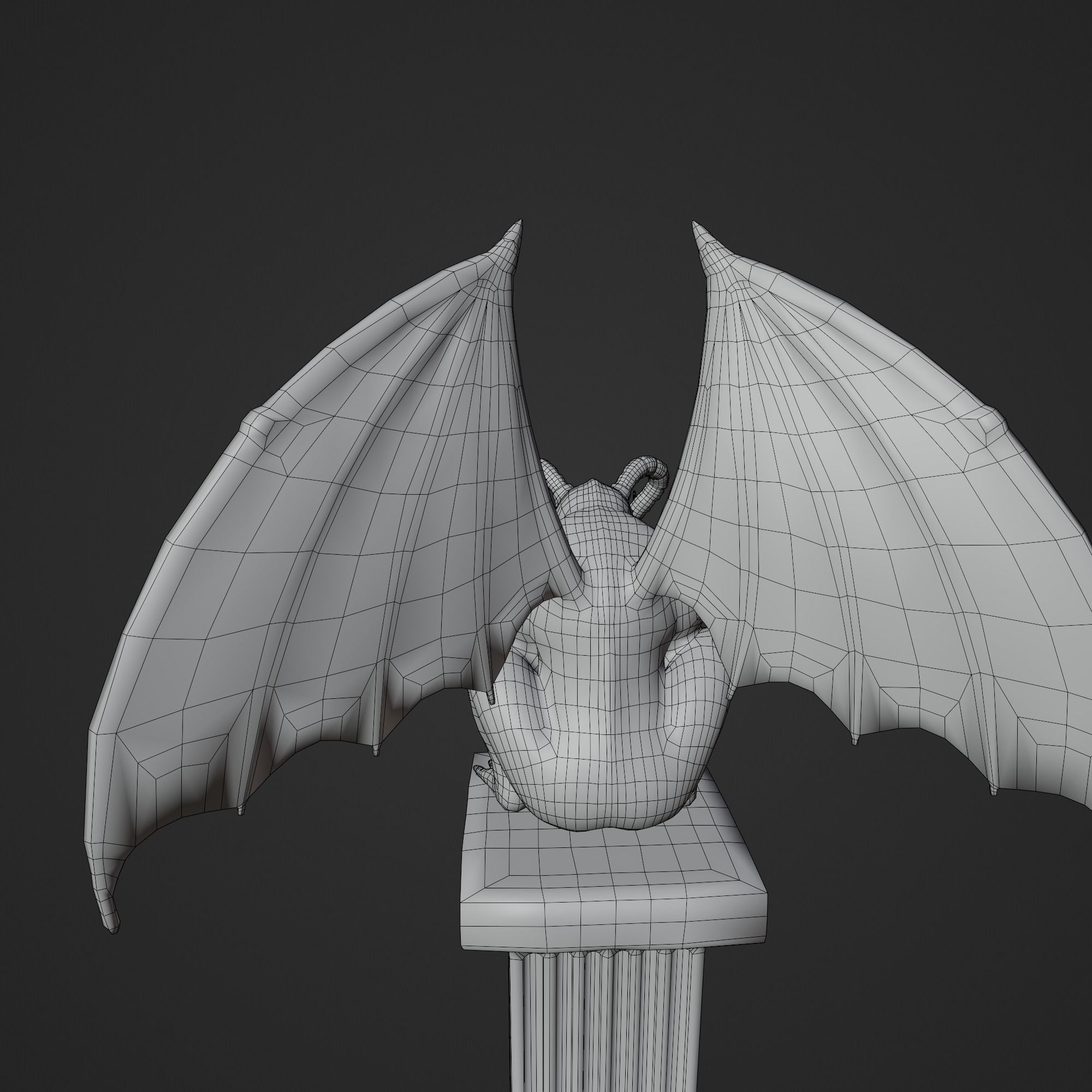 Gargoyle Statue Low-poly 3D model_9