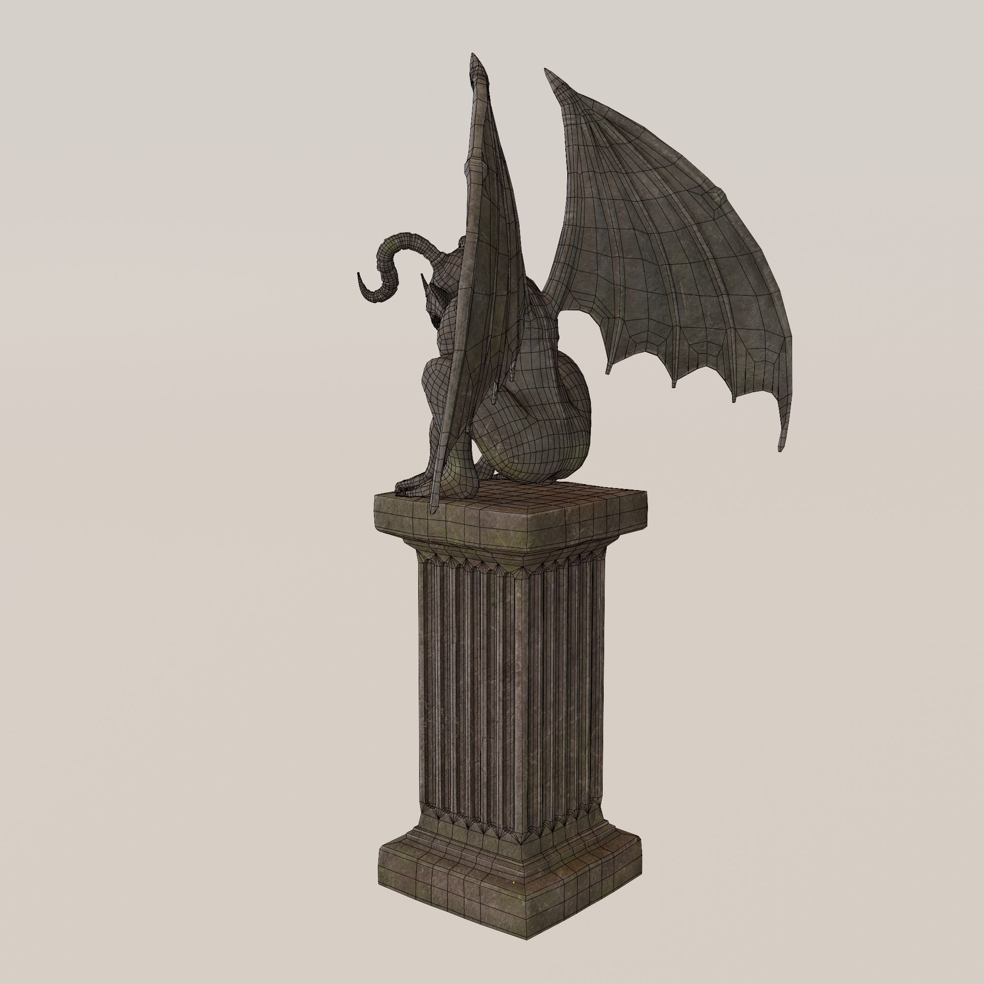 Gargoyle Statue Low-poly 3D model_5