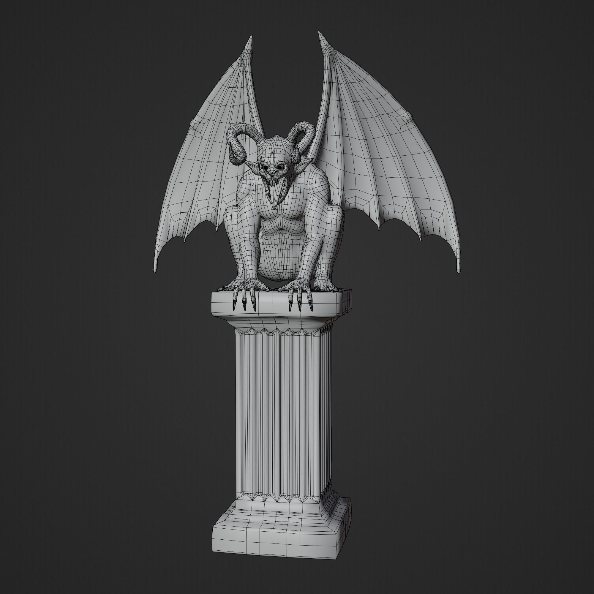 Gargoyle Statue Low-poly 3D model_6