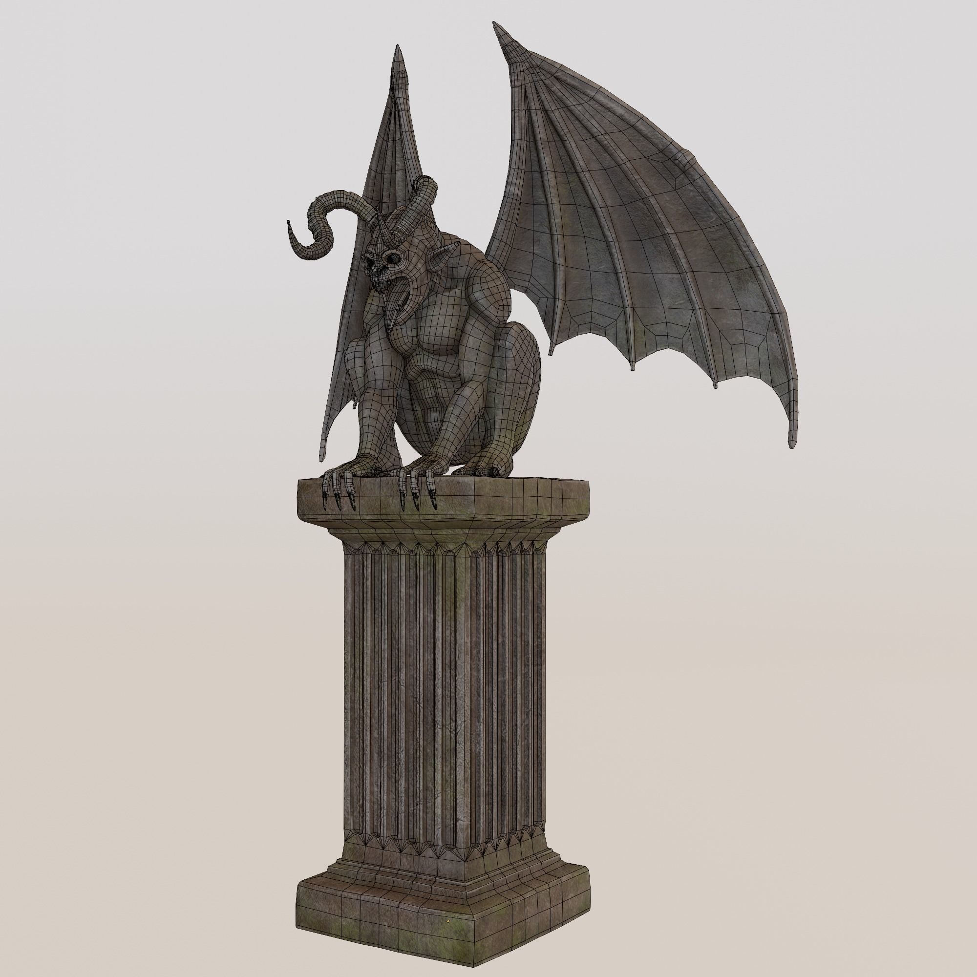 Gargoyle Statue Low-poly 3D model_4
