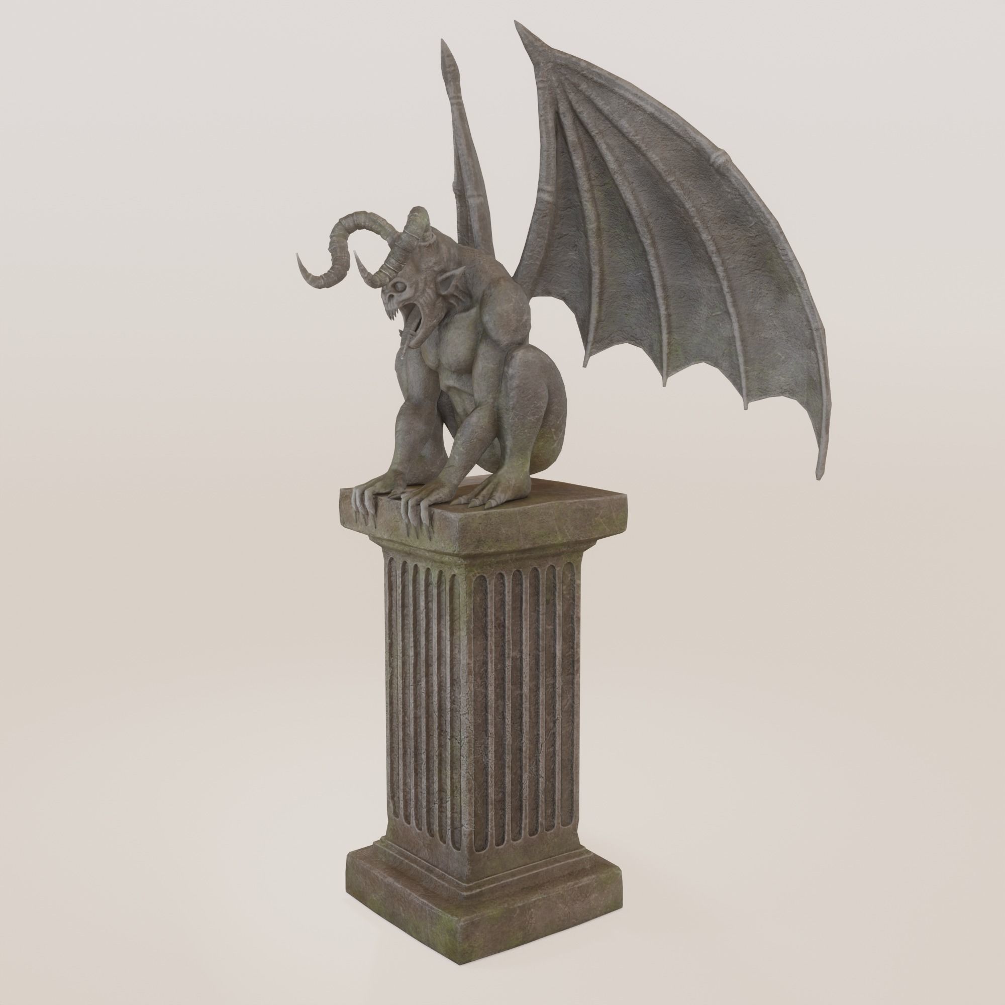 Gargoyle Statue Low-poly 3D model_2