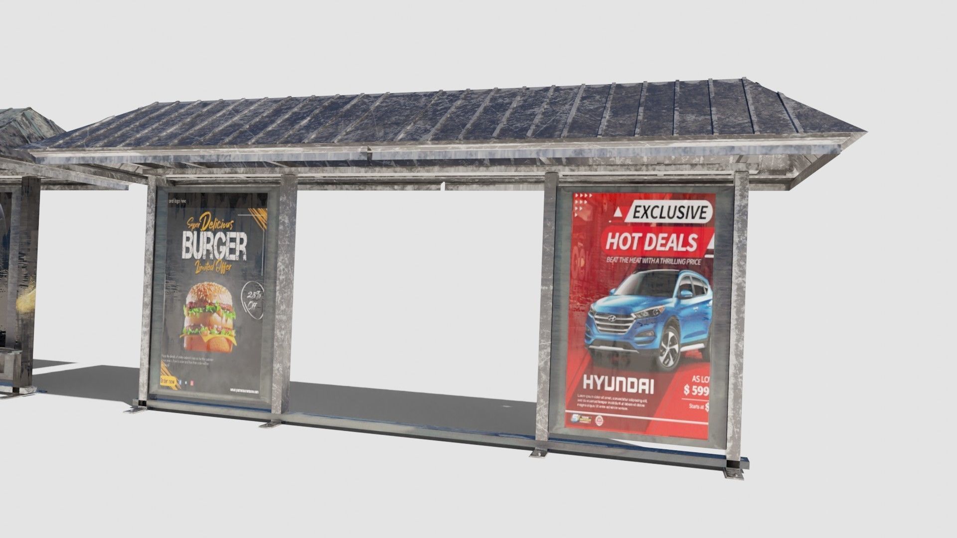 a collection of road side advertisement boards with 4k textures Low-poly 3D model_24