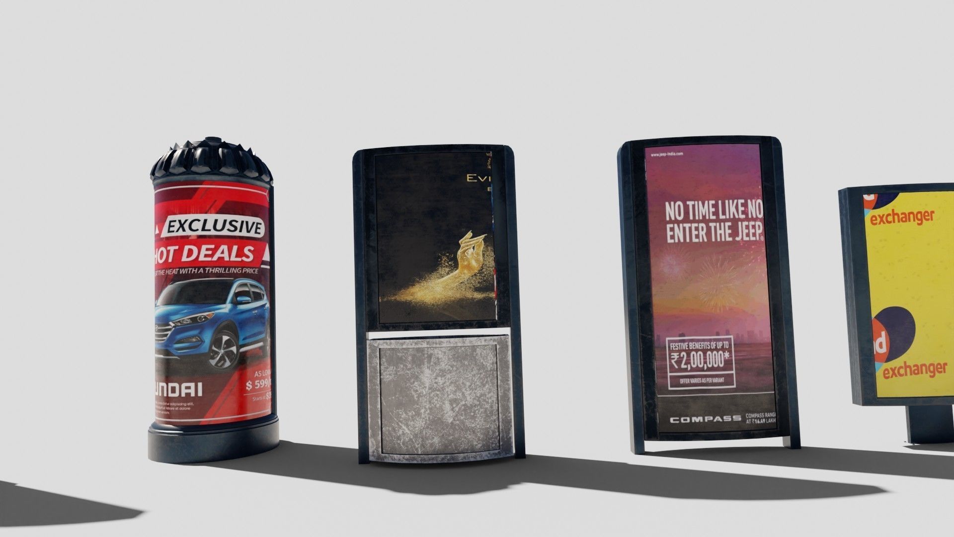 a collection of road side advertisement boards with 4k textures Low-poly 3D model_14