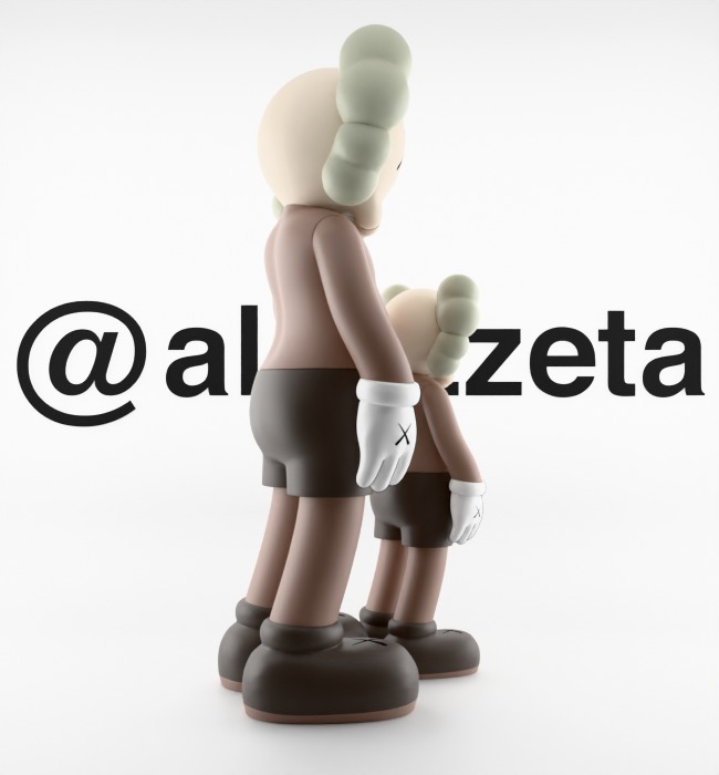 Kaws Waiting Textured Low-poly 3D model_26