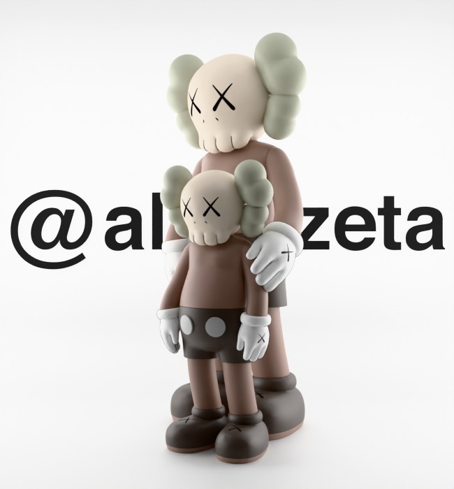 Kaws Waiting Textured Low-poly 3D model_5