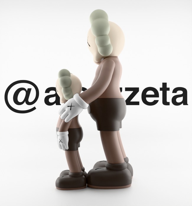 Kaws Waiting Textured Low-poly 3D model_11